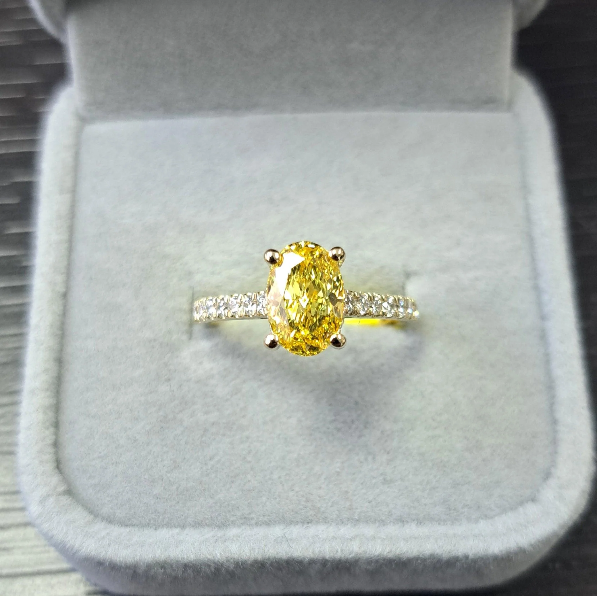 Great Offer..!  Fancy Vivid Yellow 2.50CT Oval Diamond Hidden Halo Engagement Ring White Gold - Image 8