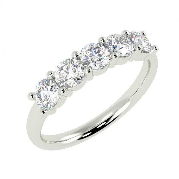FIVE STONE DIAMOND RING IN PLATINUM & 18K GOLD