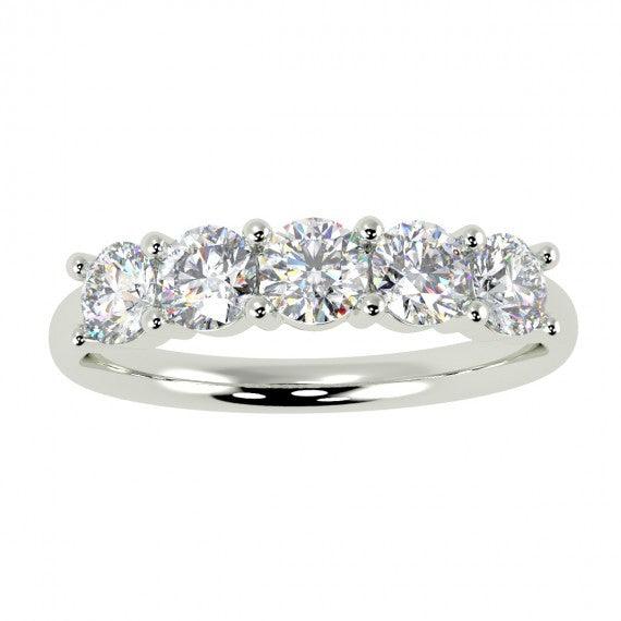 FIVE STONE DIAMOND RING IN PLATINUM & 18K GOLD - Image 4