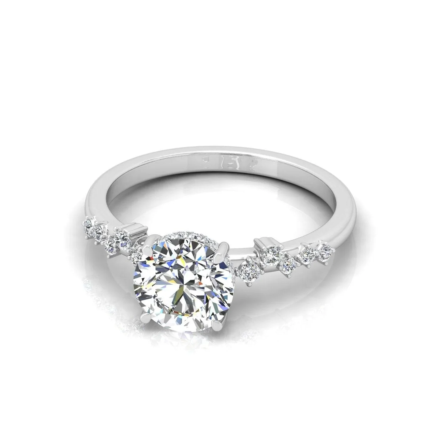 GIA Certified 1.20ct G/VS Natural Round with Side Diamond Engagement Ring In 18k Gold - Image 6