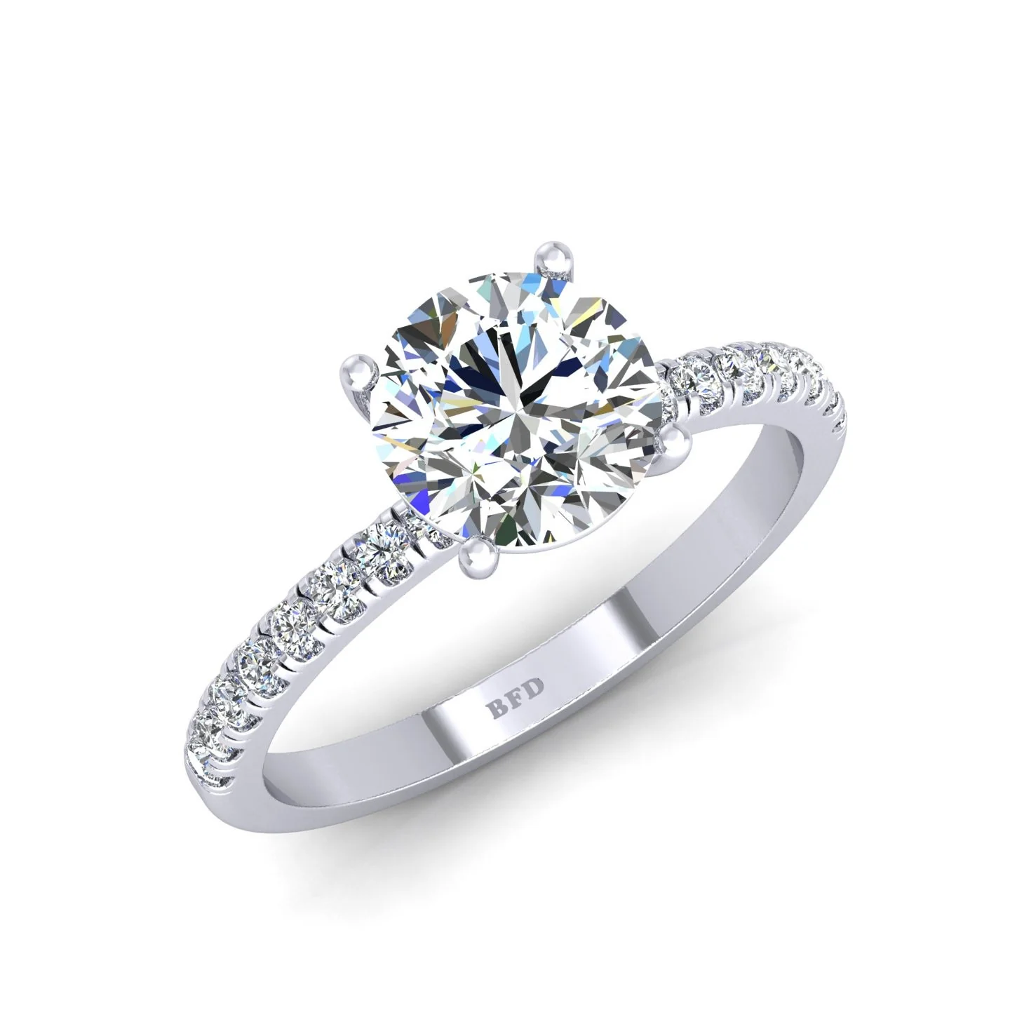 GIA Certified 1.25ct G/VS Natural Round with Side Diamond Engagement Ring In 18k Gold - Image 4