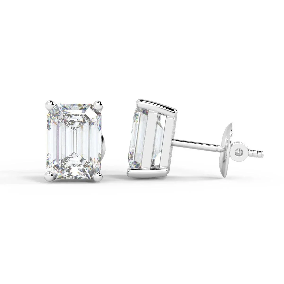 GIA Certified 2.00Ct E-F/VVS2 Emerald Diamonds Stud Earring In Platinum - Image 6