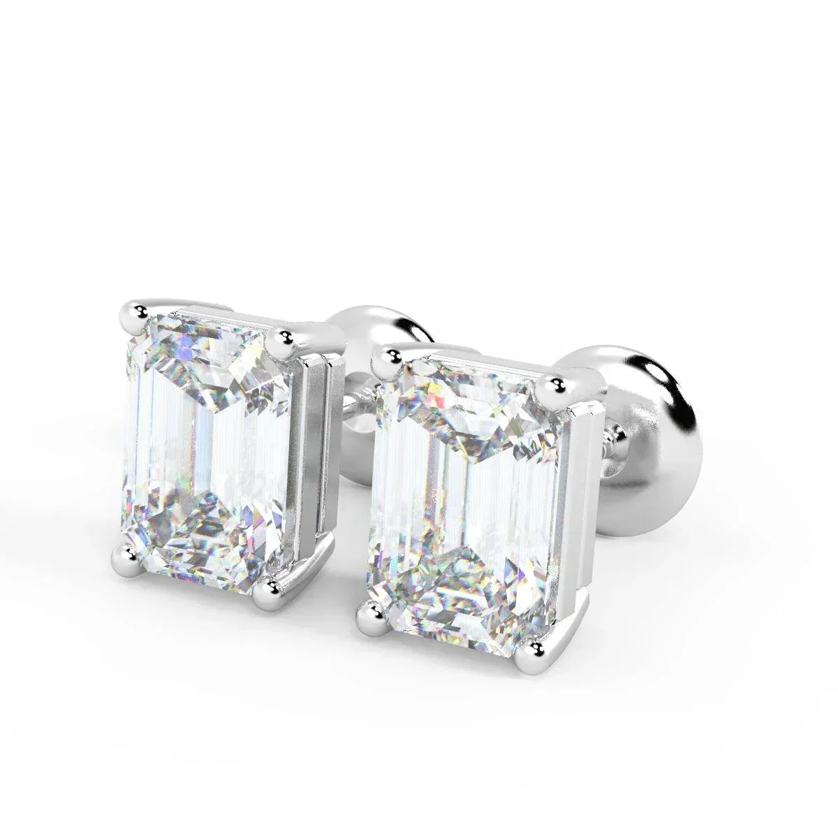 GIA Certified 2.00Ct E-F/VVS2 Emerald Diamonds Stud Earring In Platinum - Image 7