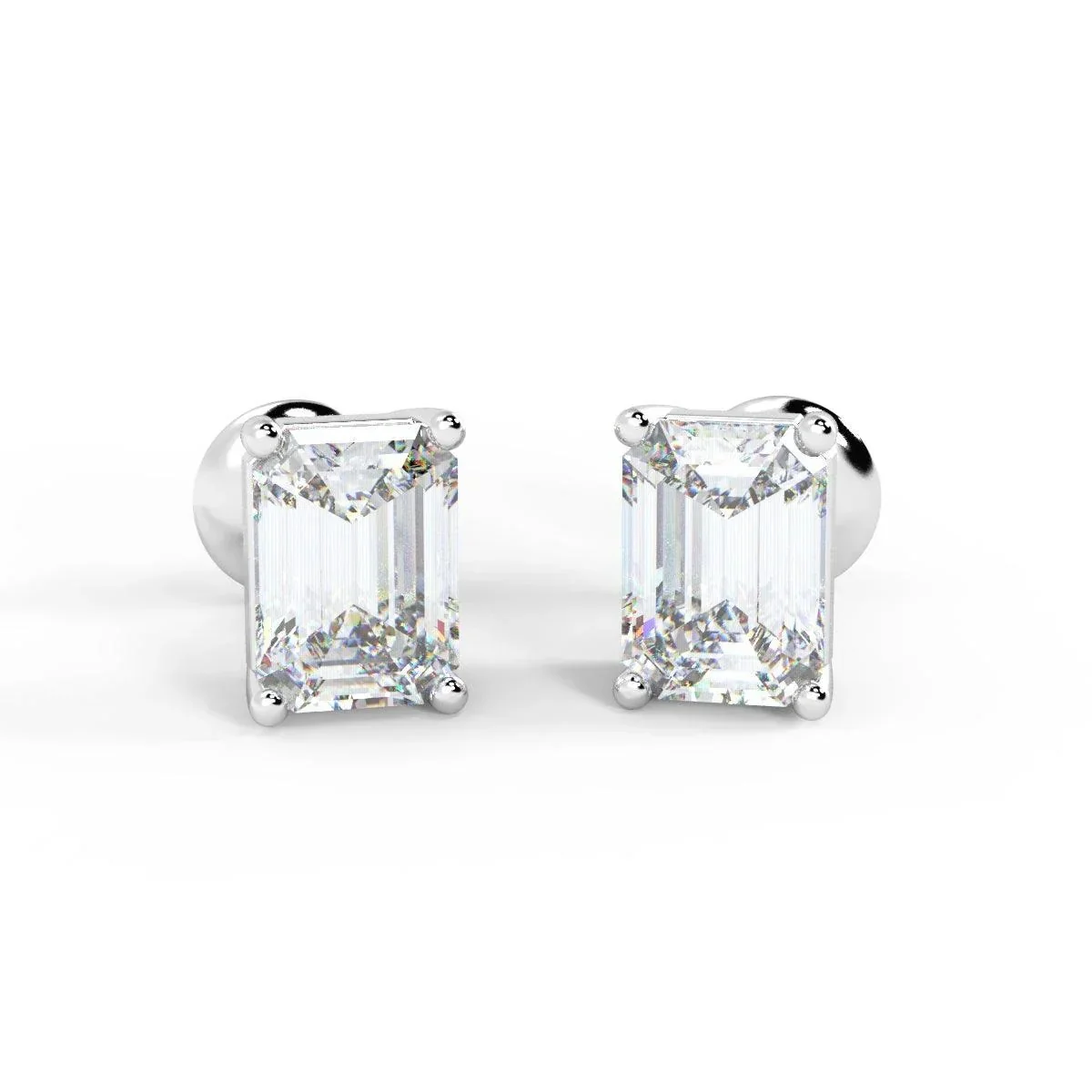 GIA Certified 2.00Ct E-F/VVS2 Emerald Diamonds Stud Earring In Platinum - Image 8