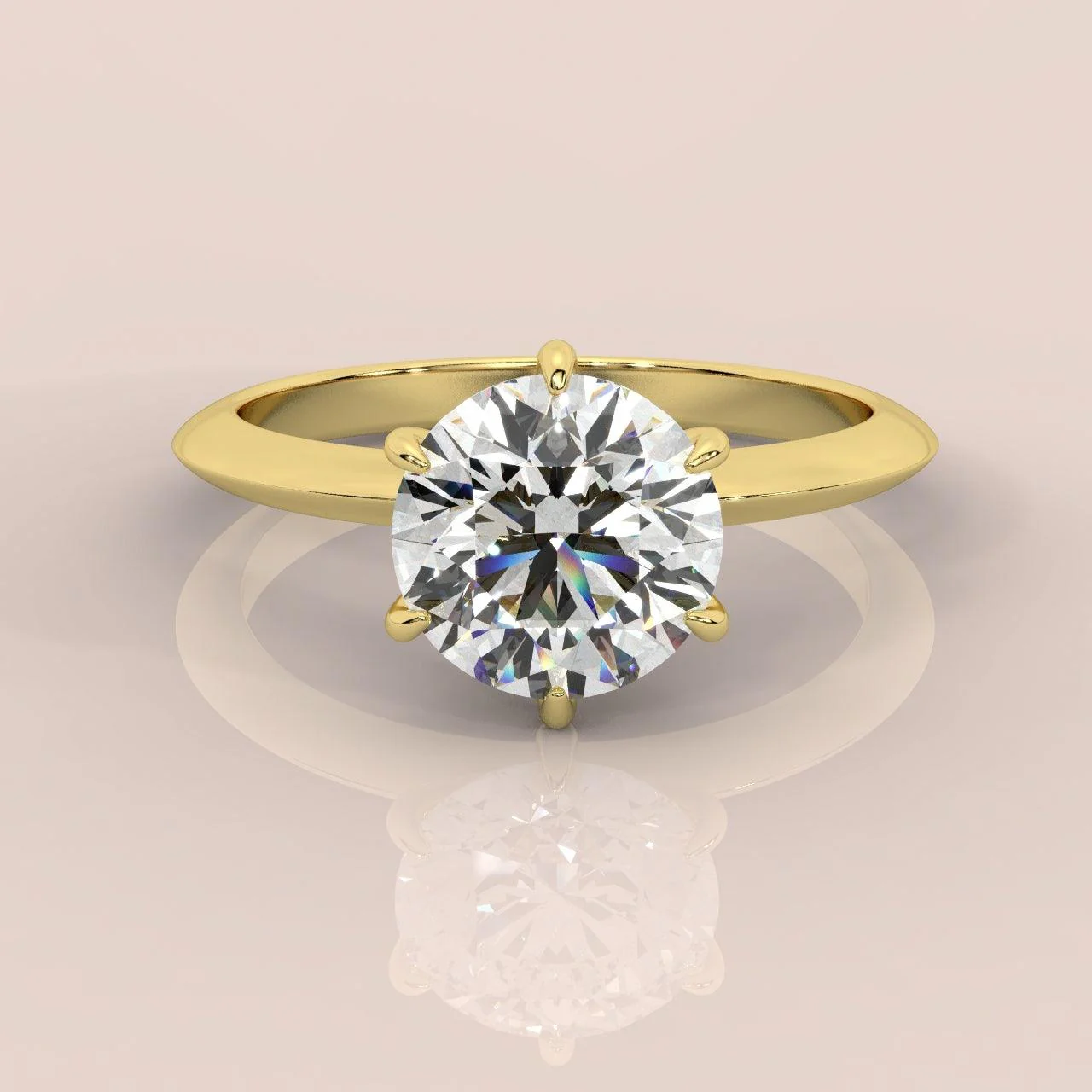 IGI Certified 2-3Ct D/VVS 6 Claw Round Diamond Engagement Ring in Platinum / 18k Gold - Image 4