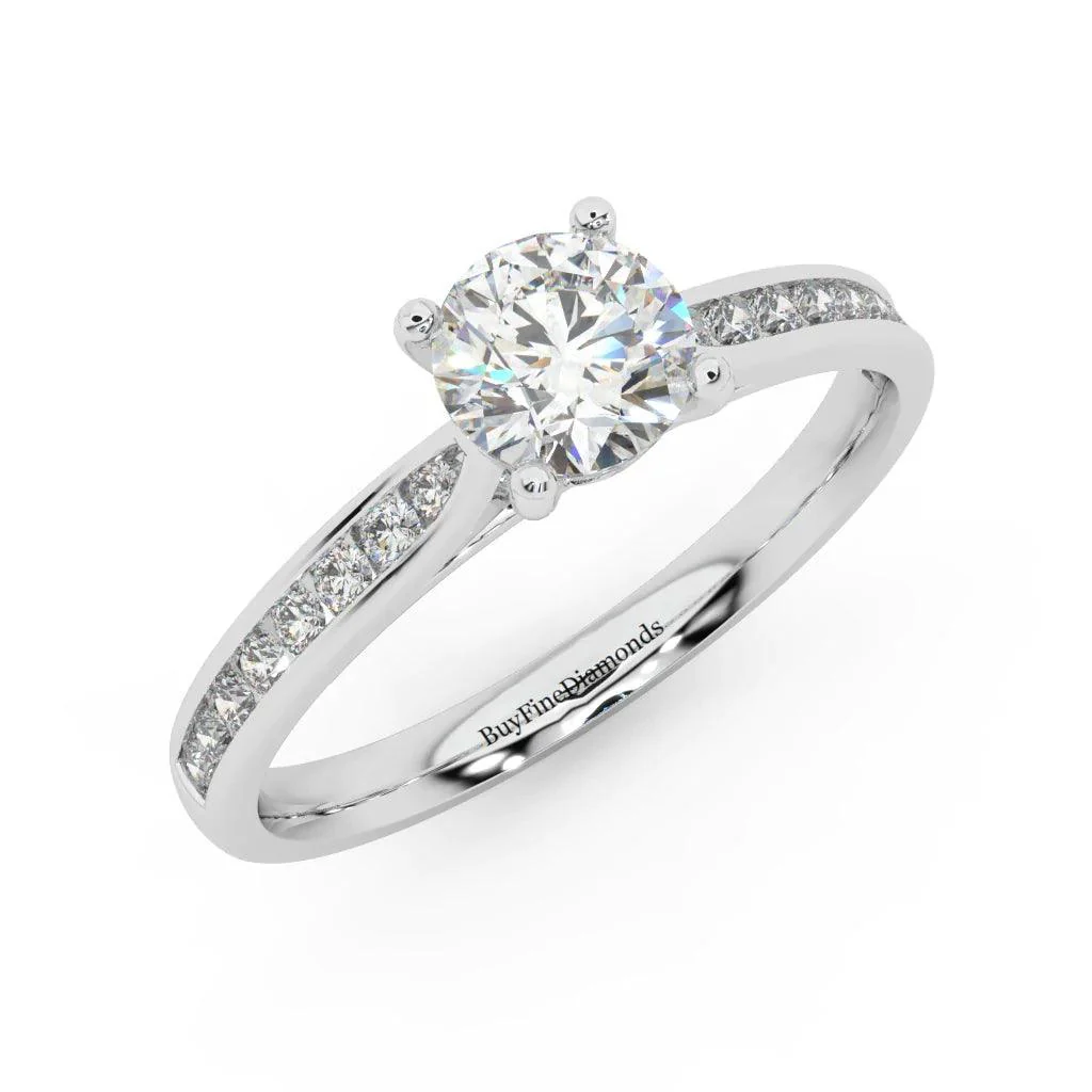 GIA 0.50Ct D/SI Round Diamond Channel Set Engagement Ring - Image 5