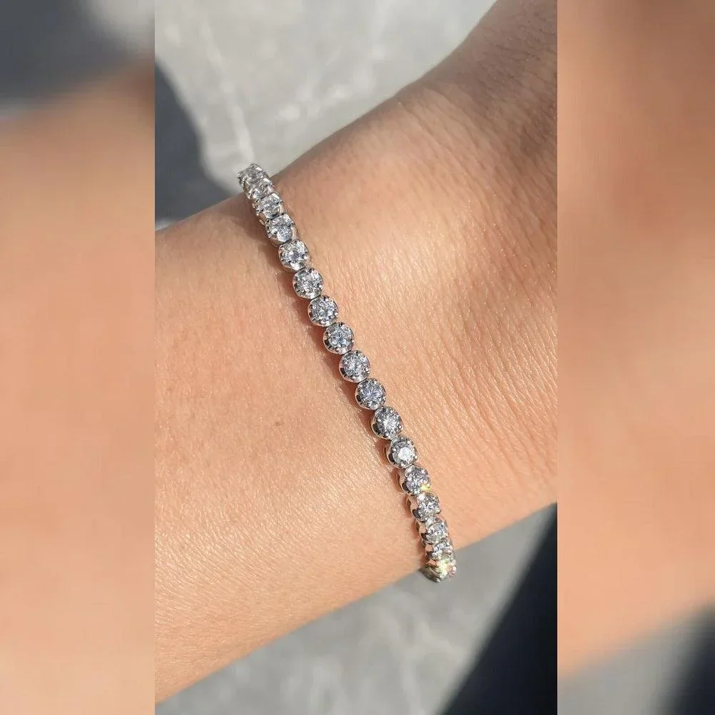 Gift For Her..! Natural Round Diamond Tennis Bracelet In White ,Yellow Gold -2.00 Carat - Image 2
