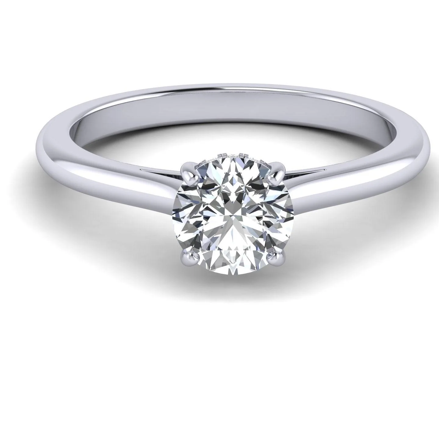 Hidden Halo - Diamond Solitaire Ring in Platinum - Image 3