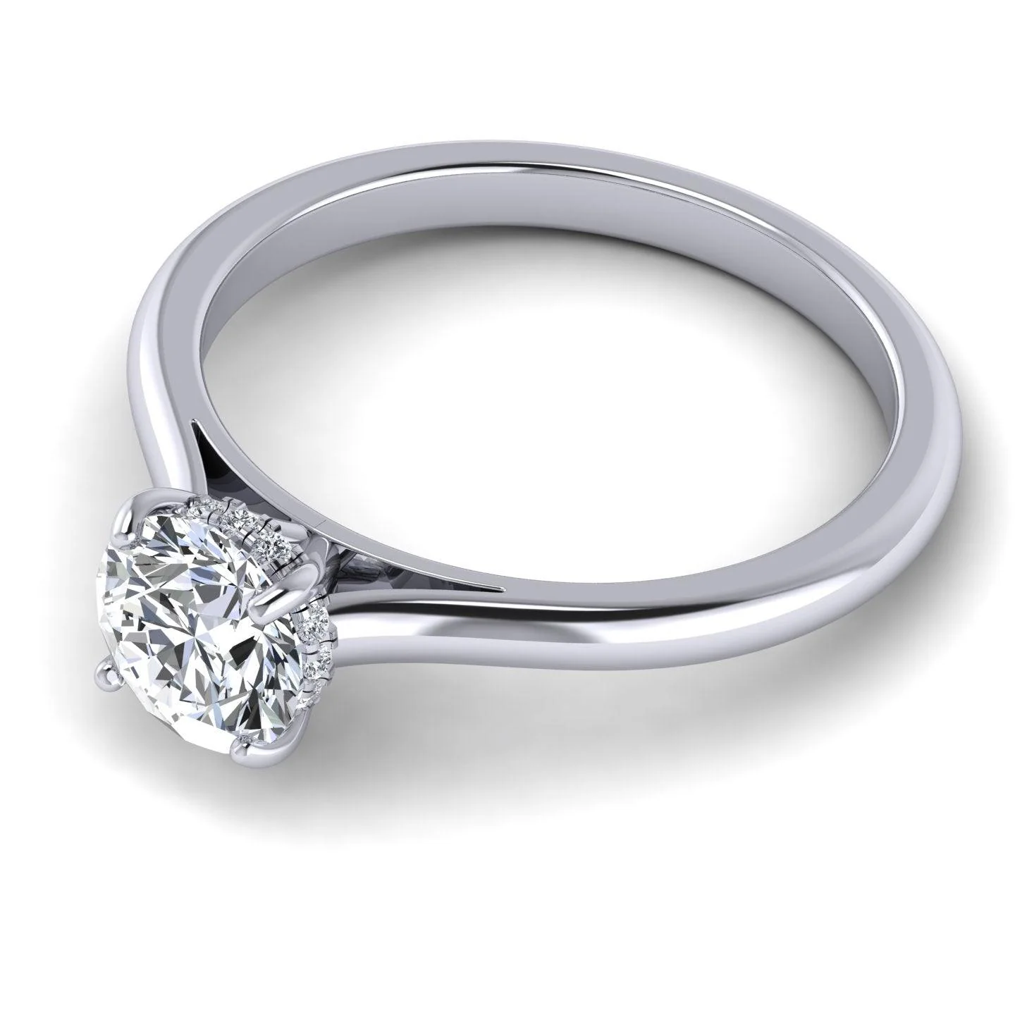 Hidden Halo - Diamond Solitaire Ring in Platinum - Image 6