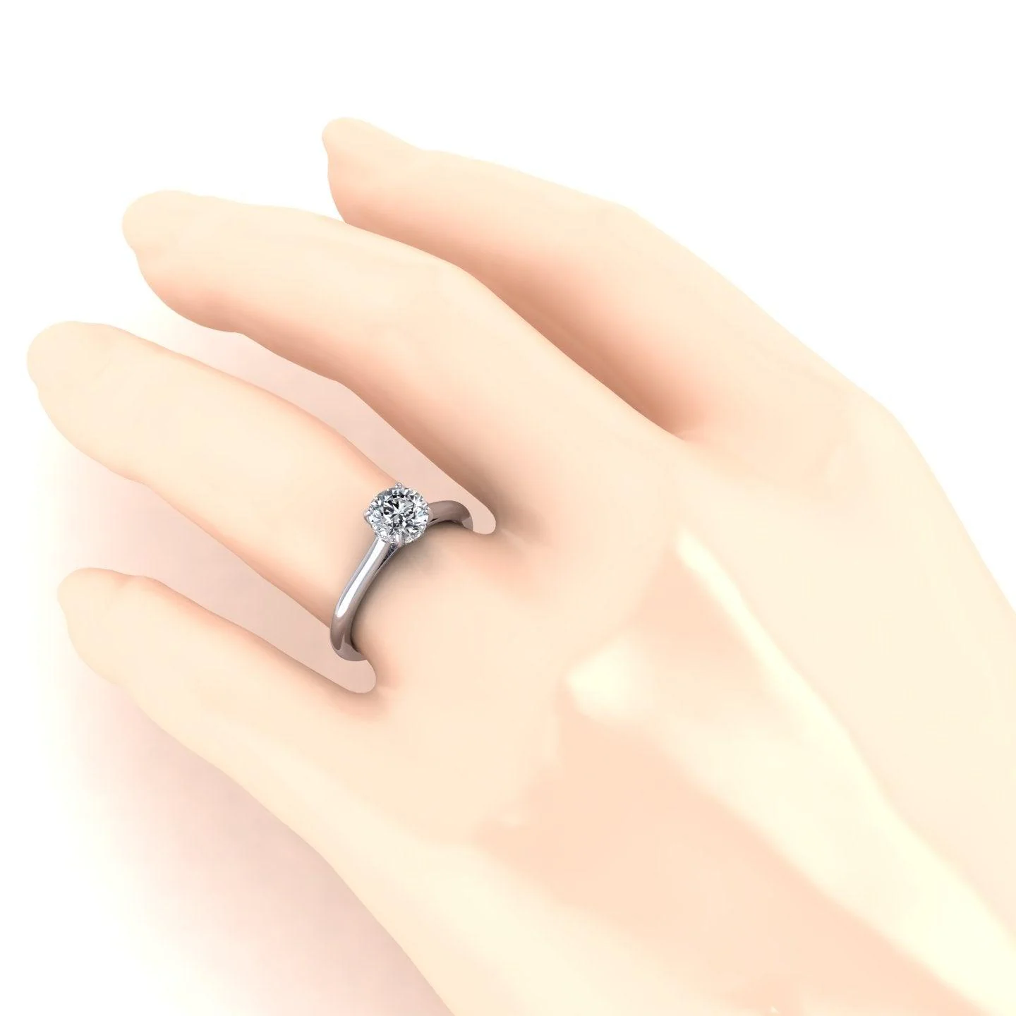 Hidden Halo - Diamond Solitaire Ring in Platinum - Image 8