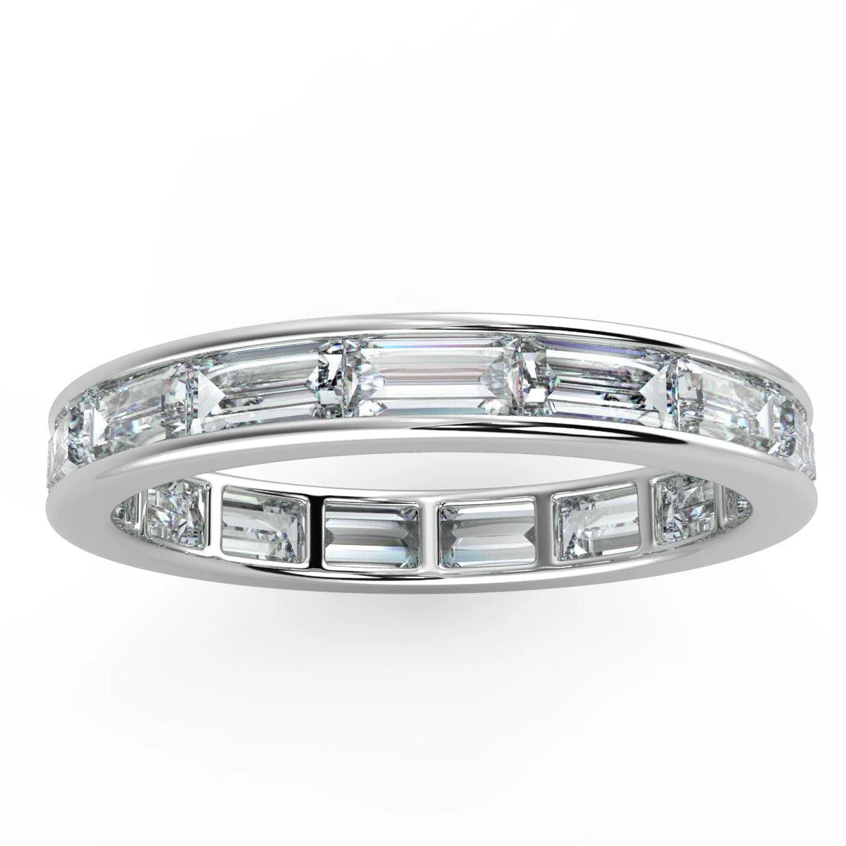 D/VS 1.50Ct - 2.00Ct Horizontal Baguette Diamond Full Eternity Ring in Hallmarked 18k Gold / Platinum - Image 2