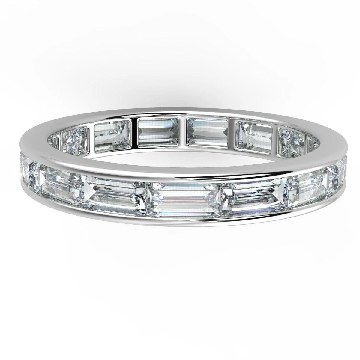 D/VS 1.50Ct - 2.00Ct Horizontal Baguette Diamond Full Eternity Ring in Hallmarked 18k Gold / Platinum - Image 5