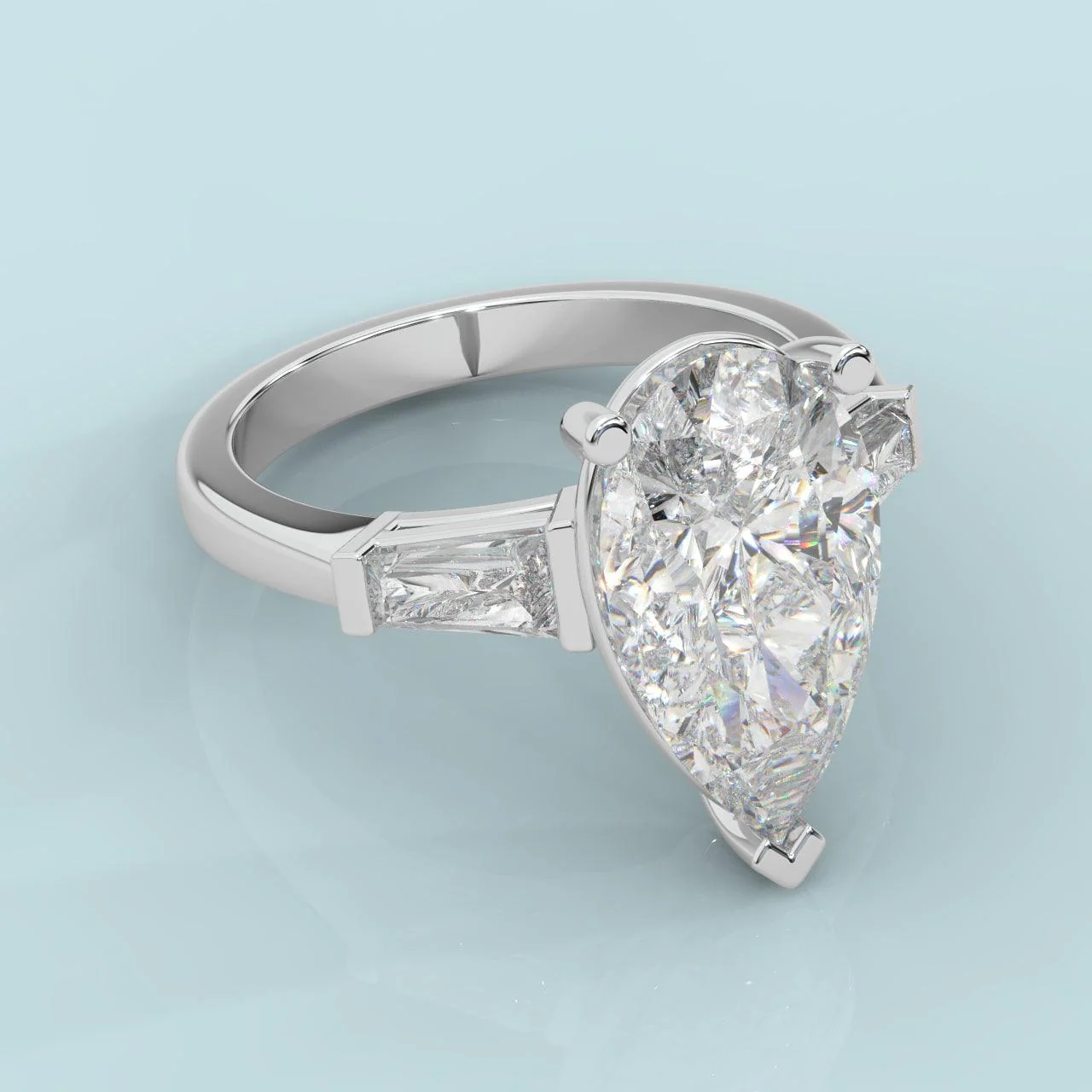 Last Piece ! HUGH Pear Diamond Trilogy Engagement Ring Platinum 3.50Ct 4.50Ct F/VS - Image 3