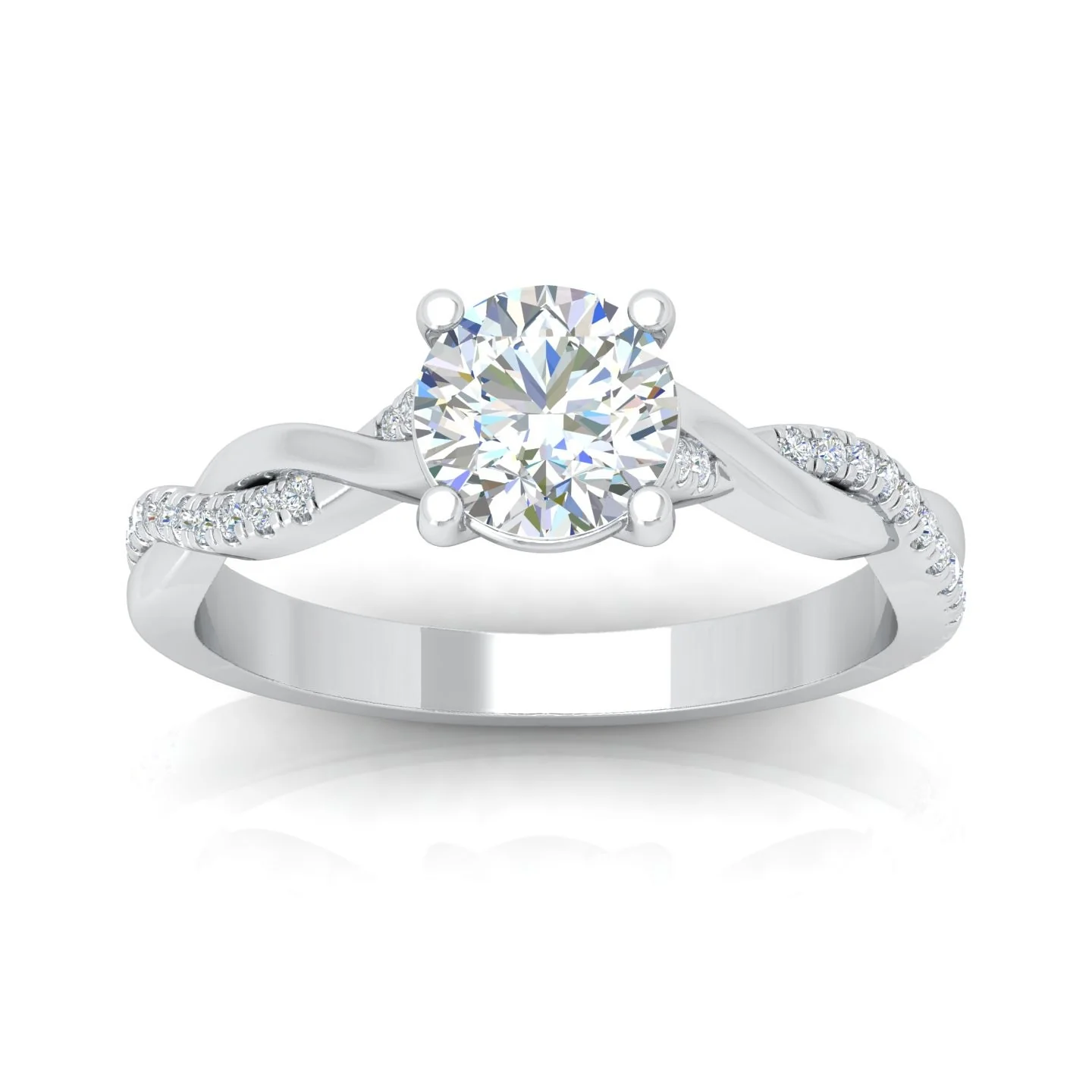 IGI Certified 1.20Carat D/VS Round & Side Diamond Twisted Shank Designer Ring - Image 7