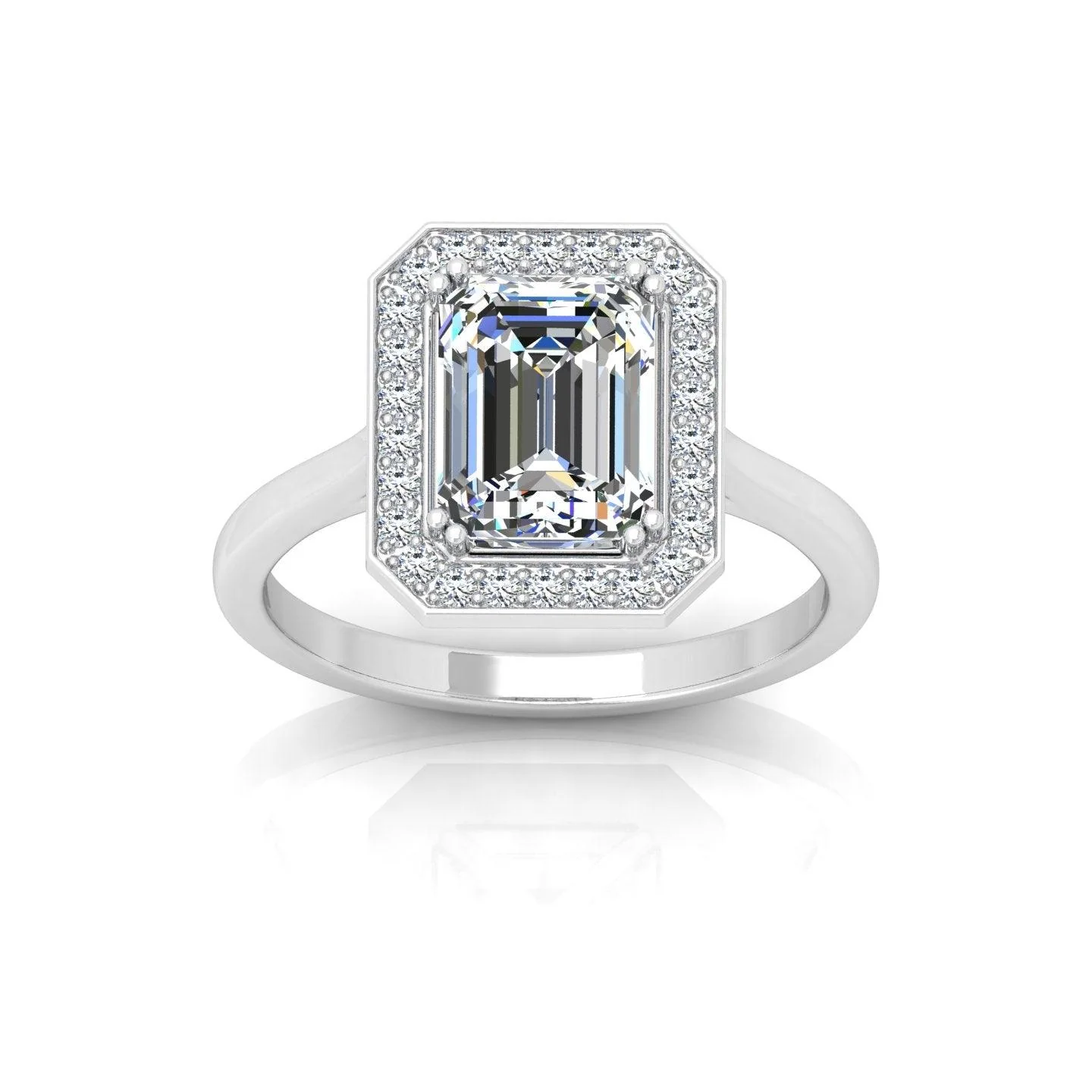 IGI Certified 1.20Ct E/VVS Emerald & Diamond Halo Engagement Ring in Platinum - Image 3