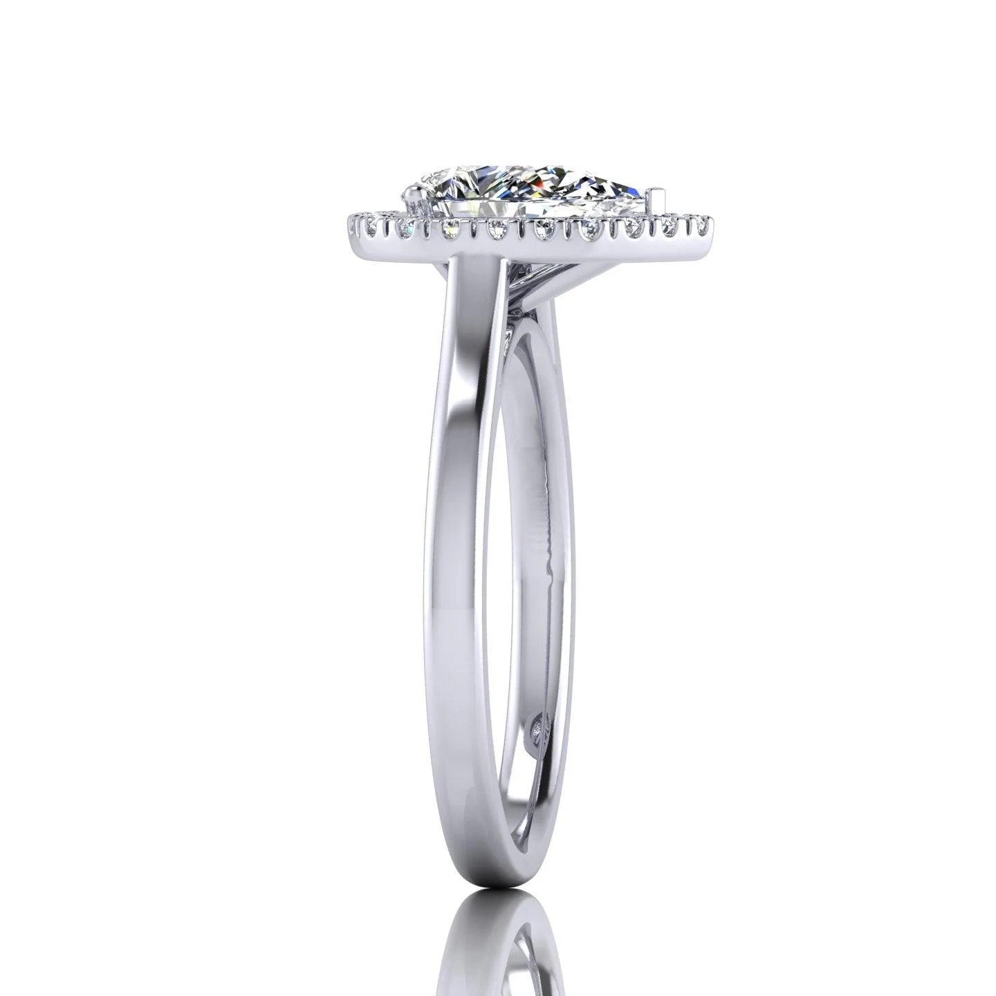 IGI Certified 1.20Ct Pear & Diamond Halo Engagement Ring in Platinum , 18k Gold - Image 3