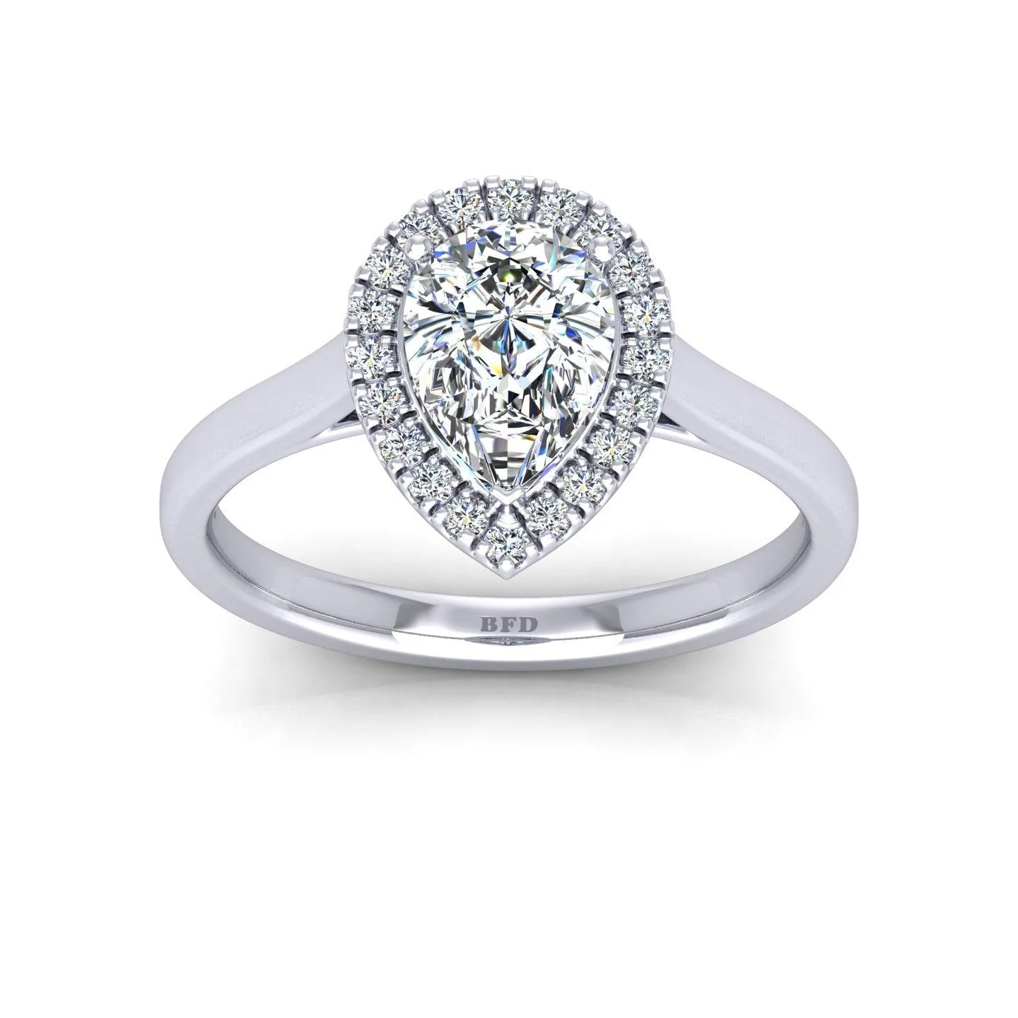 IGI Certified 1.20Ct Pear & Diamond Halo Engagement Ring in Platinum , 18k Gold - Image 4