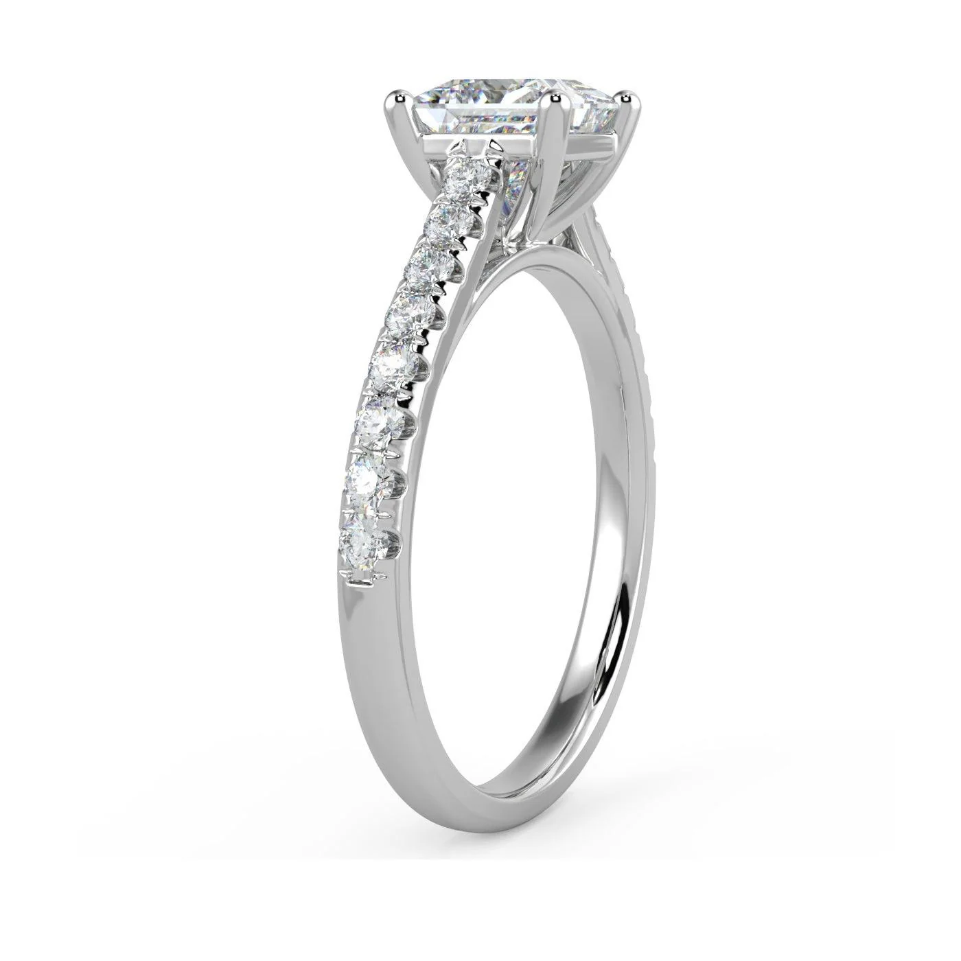 IGI Certified 1.25 Carat Lab Grown Princess and Side Diamond Engagement Ring In Platinum - Image 3