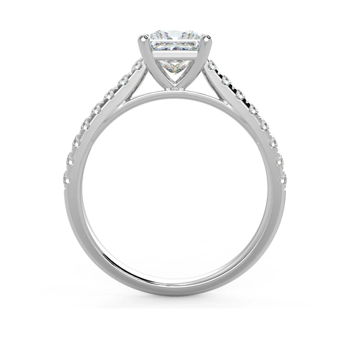 IGI Certified 1.25 Carat Lab Grown Princess and Side Diamond Engagement Ring In Platinum - Image 4