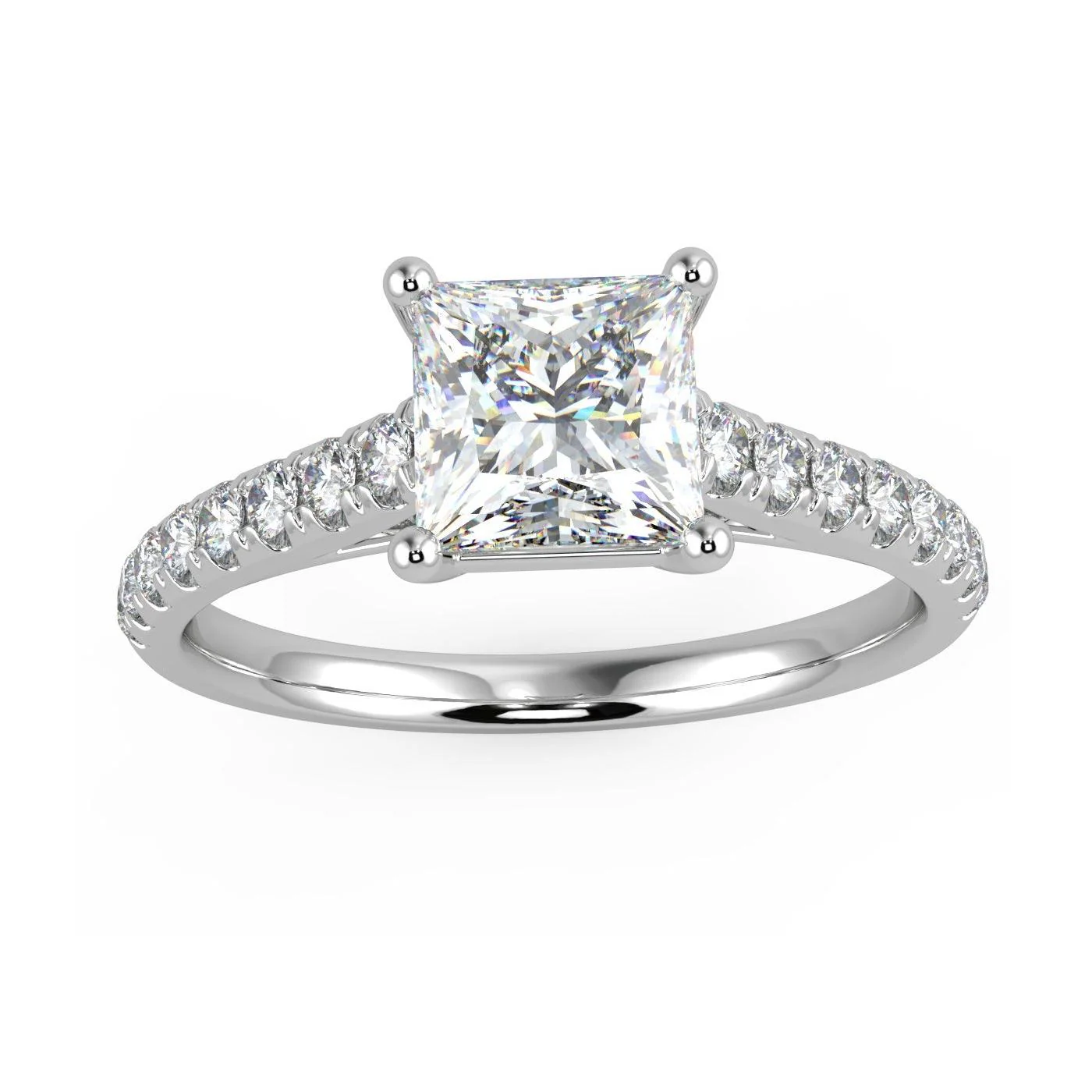 IGI Certified 1.25 Carat Lab Grown Princess and Side Diamond Engagement Ring In Platinum - Image 5