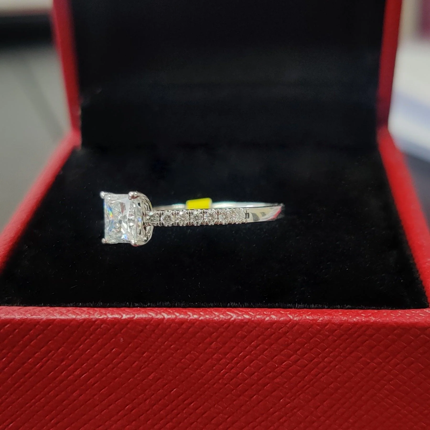 IGI Certified 1.25 Carat Lab Grown Princess and Side Diamond Engagement Ring In Platinum - Image 6