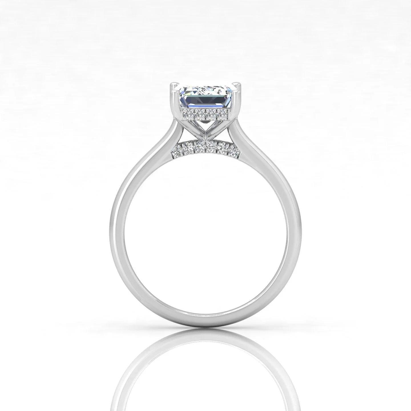 IGI Certified 1.70CT D/VS Emerald Diamond Hidden Halo Engagement Ring - Platinum - Image 2