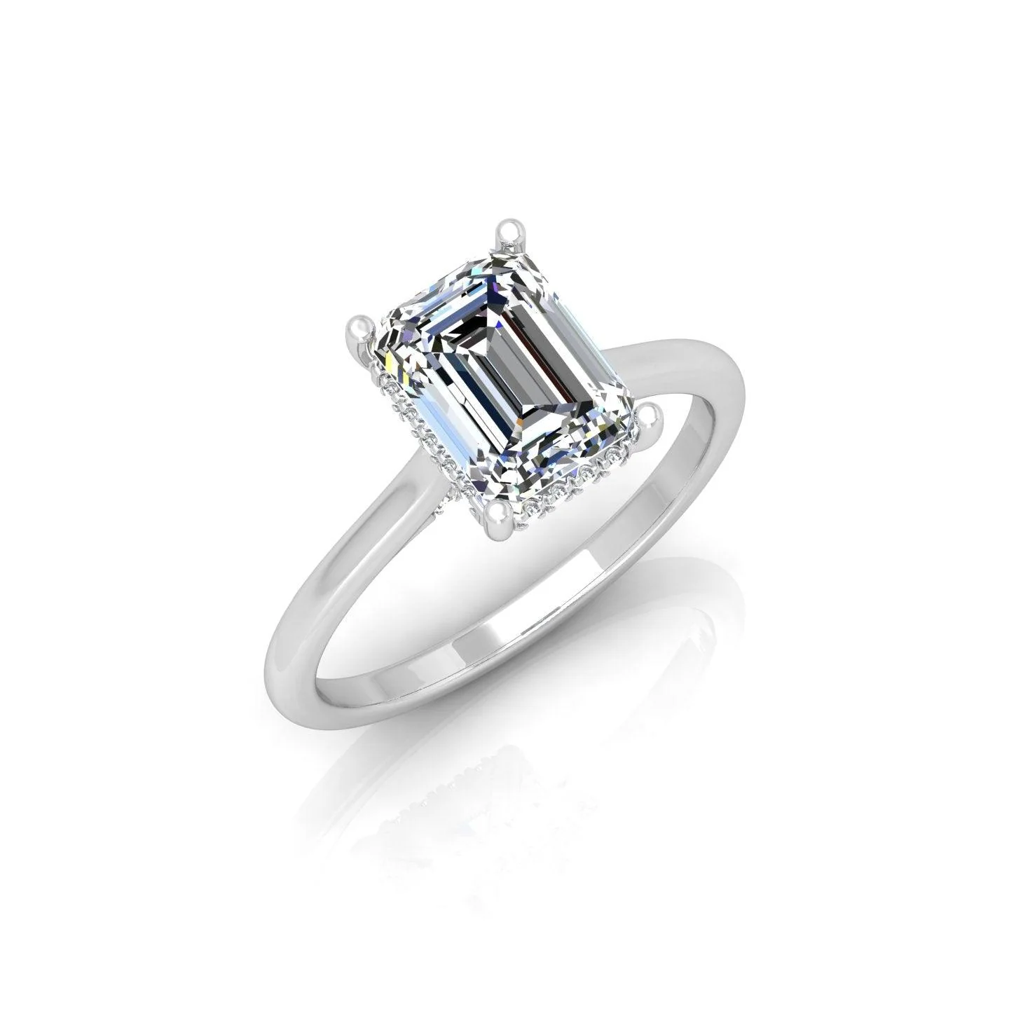 IGI Certified 1.70CT D/VS Emerald Diamond Hidden Halo Engagement Ring - Platinum - Image 5