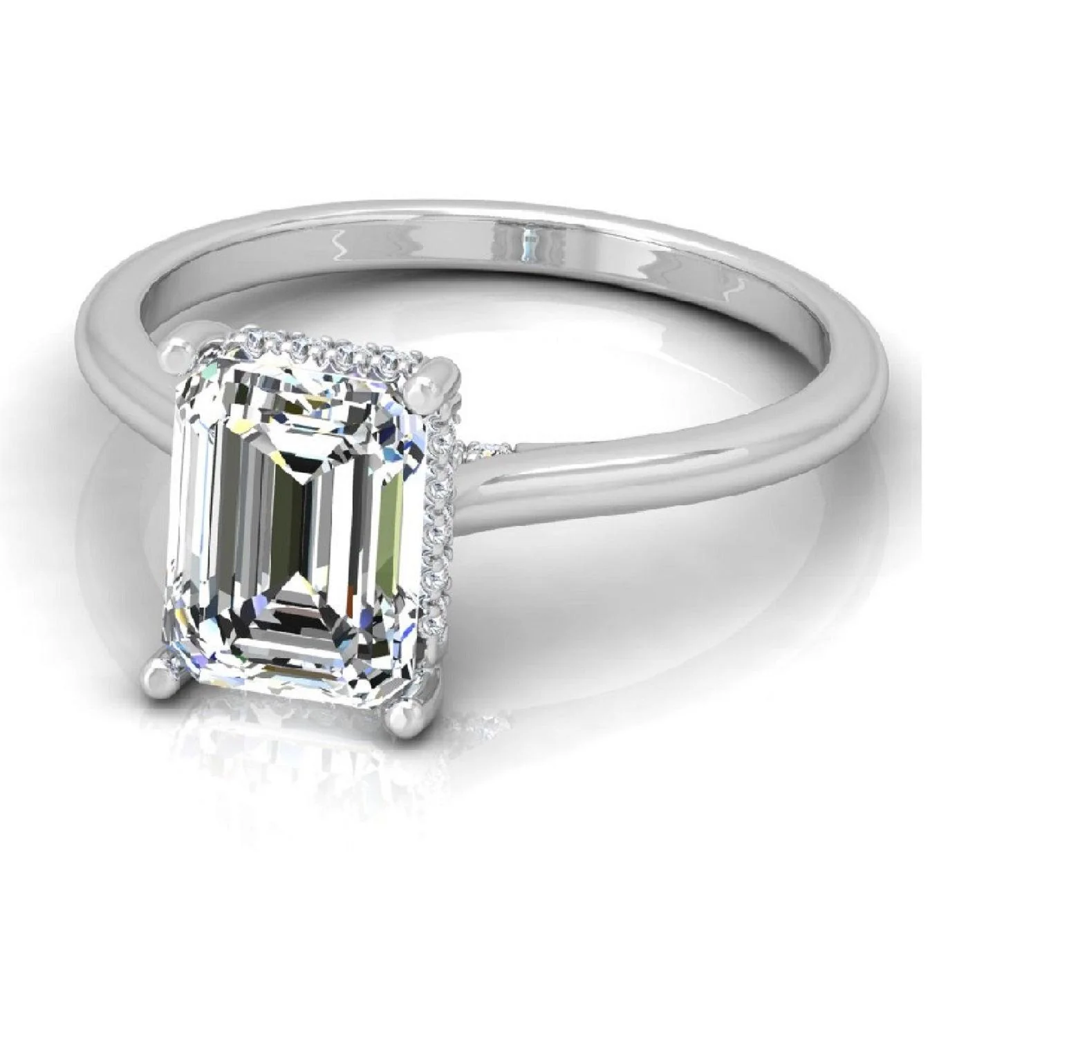 IGI Certified 1.70CT D/VS Emerald Diamond Hidden Halo Engagement Ring - Platinum - Image 7