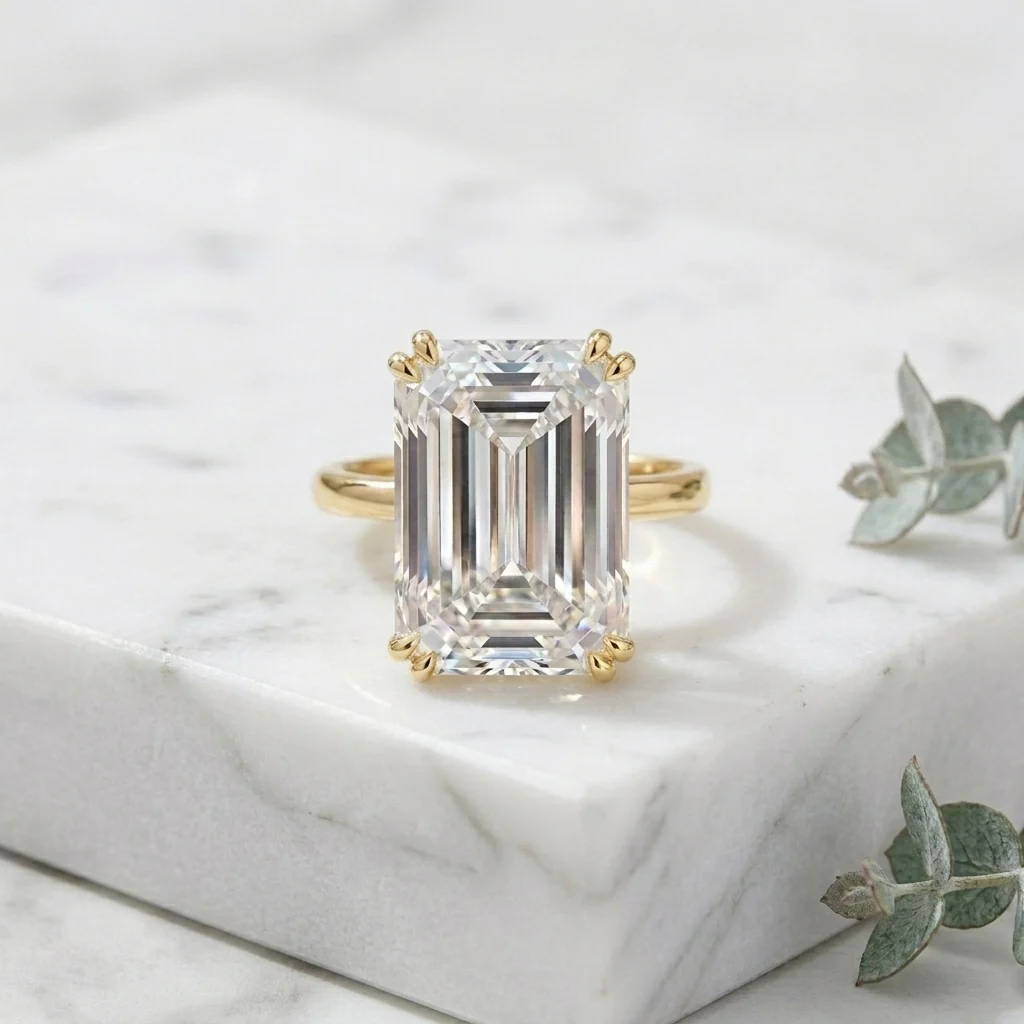 IGI Certified 11.00CT Emerald Cut Lab Grown Diamond Engagement Ring - Image 3