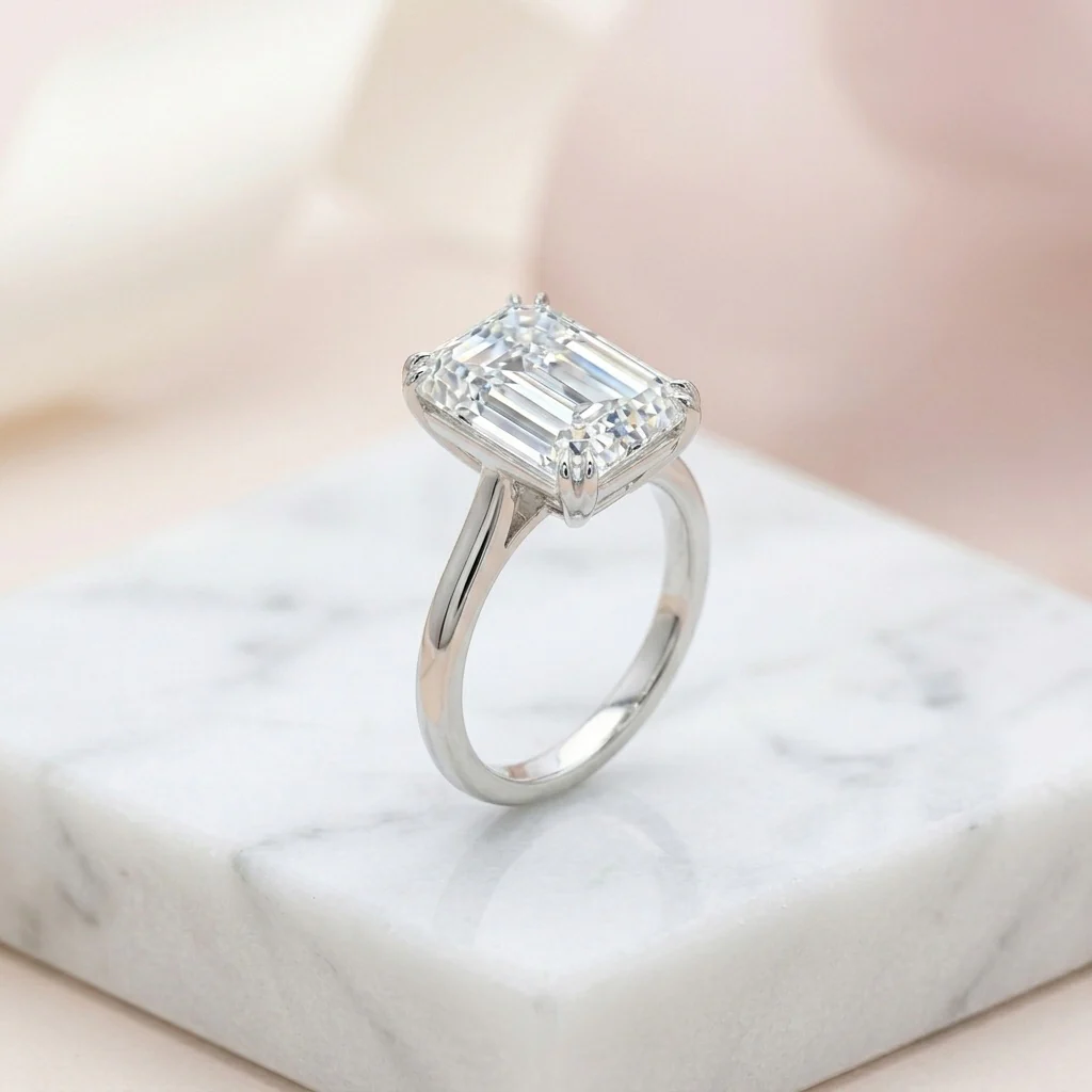 IGI Certified 11.00CT Emerald Cut Lab Grown Diamond Engagement Ring - Image 4