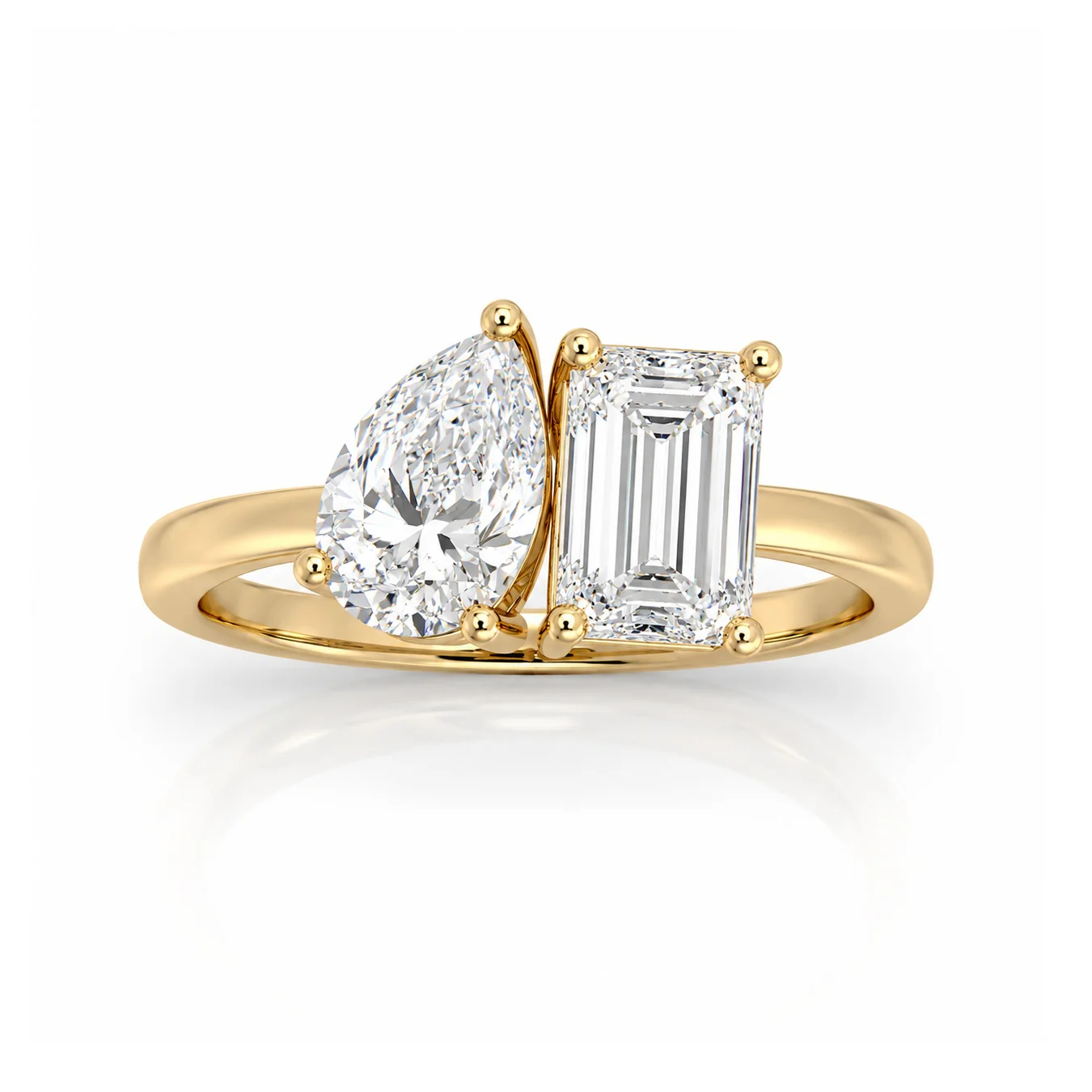 IGI Certified 2.00 Carat F/VS Emerald & Pear Diamond Toi et Moi Engagement Ring – Available in Platinum or 18K Gold - Image 5