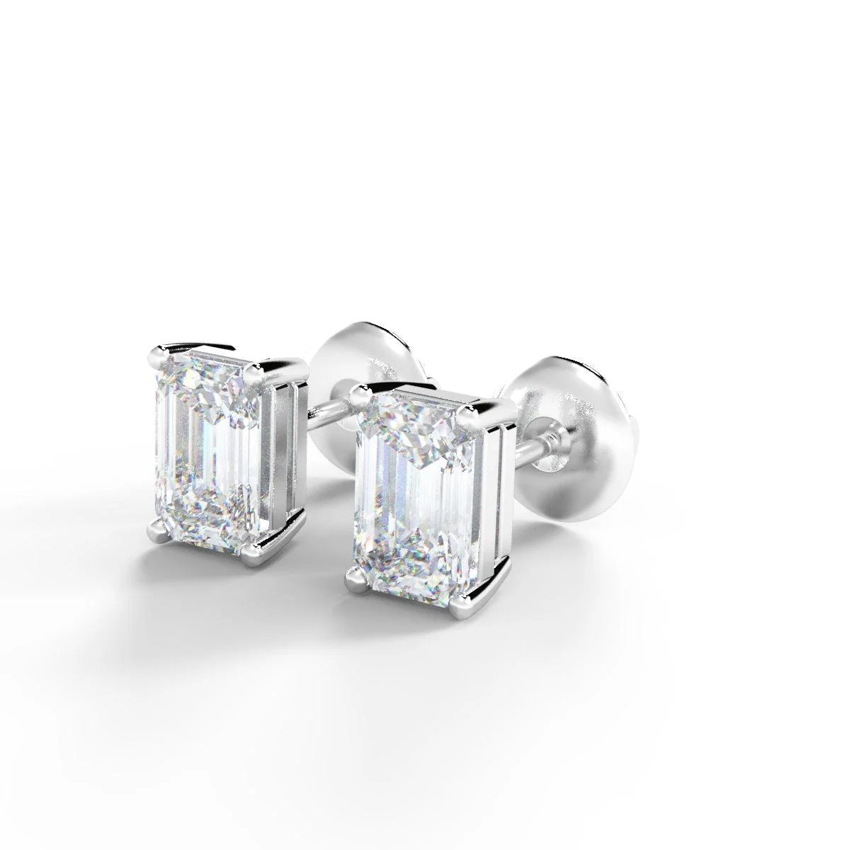 IGI Certified 2.00 Carat E/VS Emerald Diamond Stud Earrings in Platinum / 18k Gold - Image 5