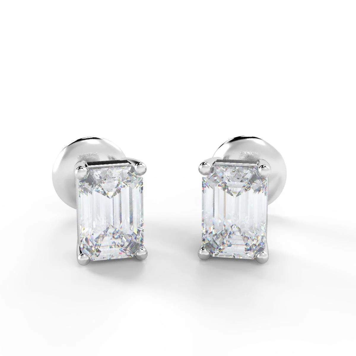 IGI Certified 2.00 Carat E/VS Emerald Diamond Stud Earrings in Platinum / 18k Gold - Image 6