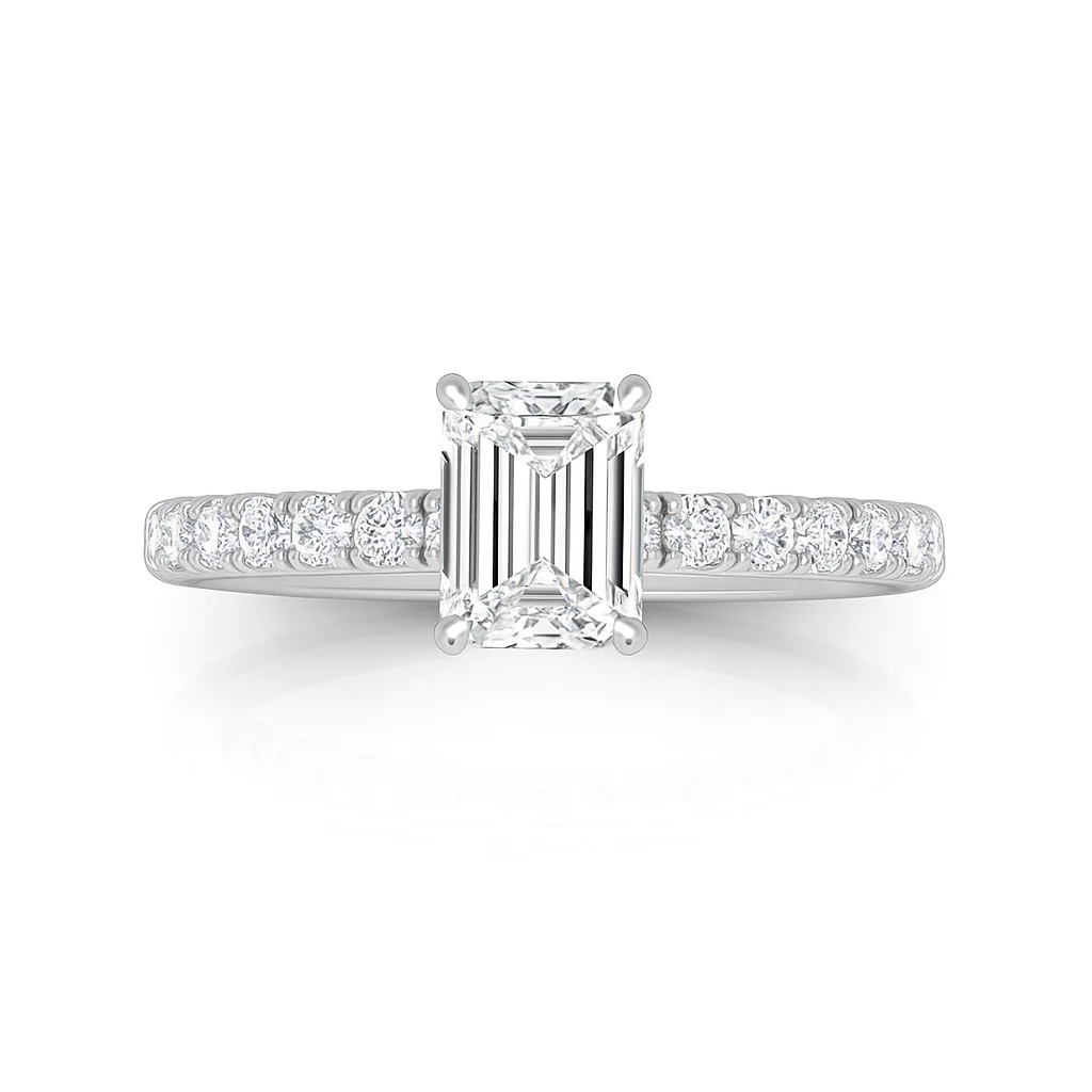 IGI Certified 2.00Ct F/VS Emerald With Side Round Diamond Engagement Ring In Platinum (950) - Image 5