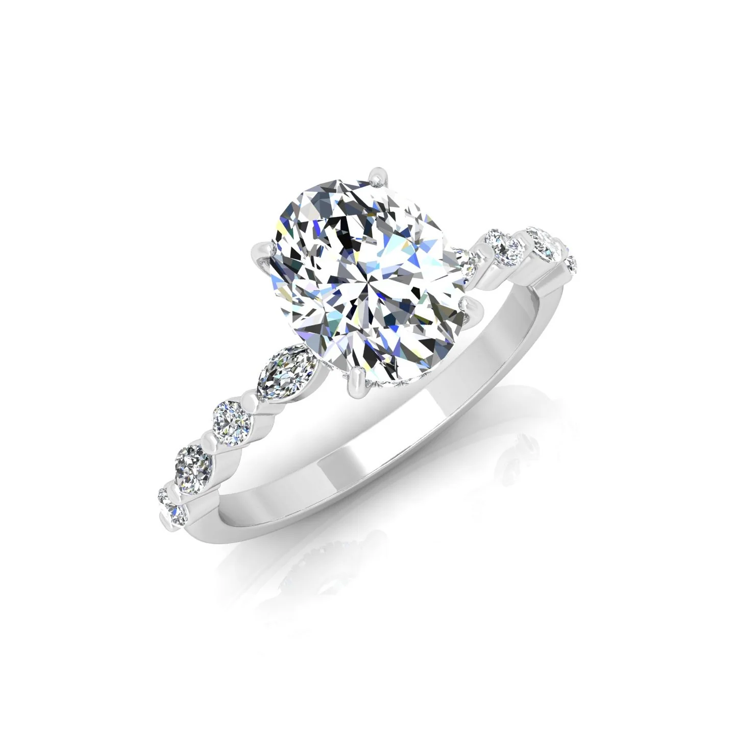 IGI Certified 2.50Ct E/VS Oval With Side Diamond Engagement Ring In Platinum (950) - Image 4