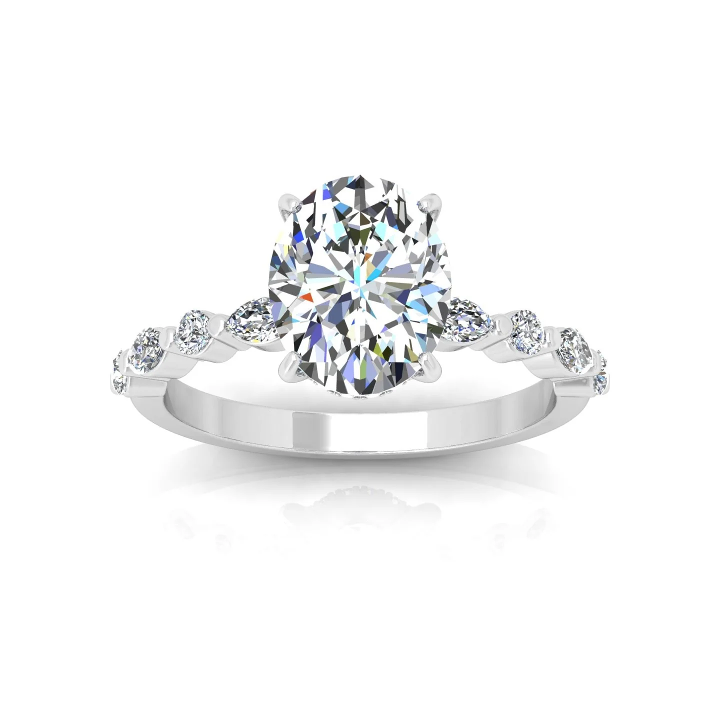 IGI Certified 2.50Ct E/VS Oval With Side Diamond Engagement Ring In Platinum (950) - Image 5