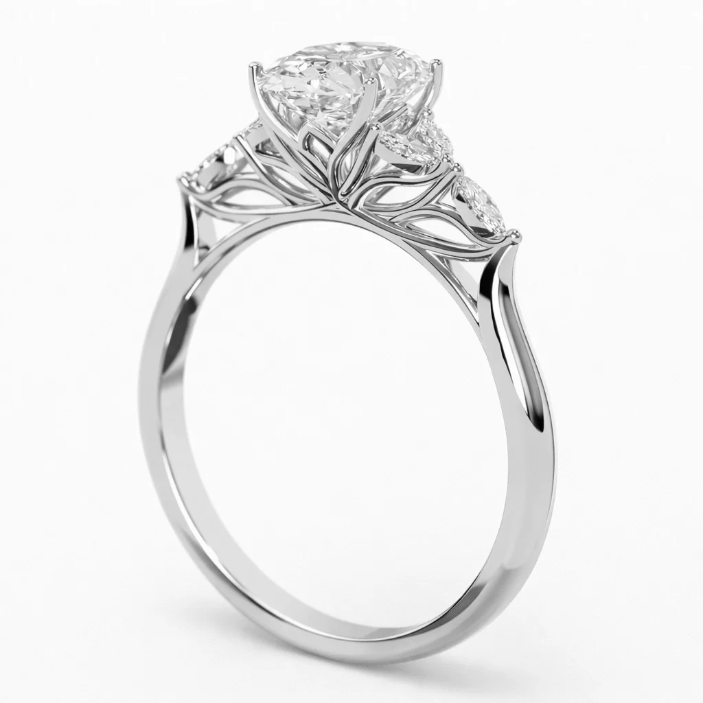 IGI Certified 2.50ct Oval With Marquise Lab Grown Diamond Engagement Ring in Platinum - Image 4