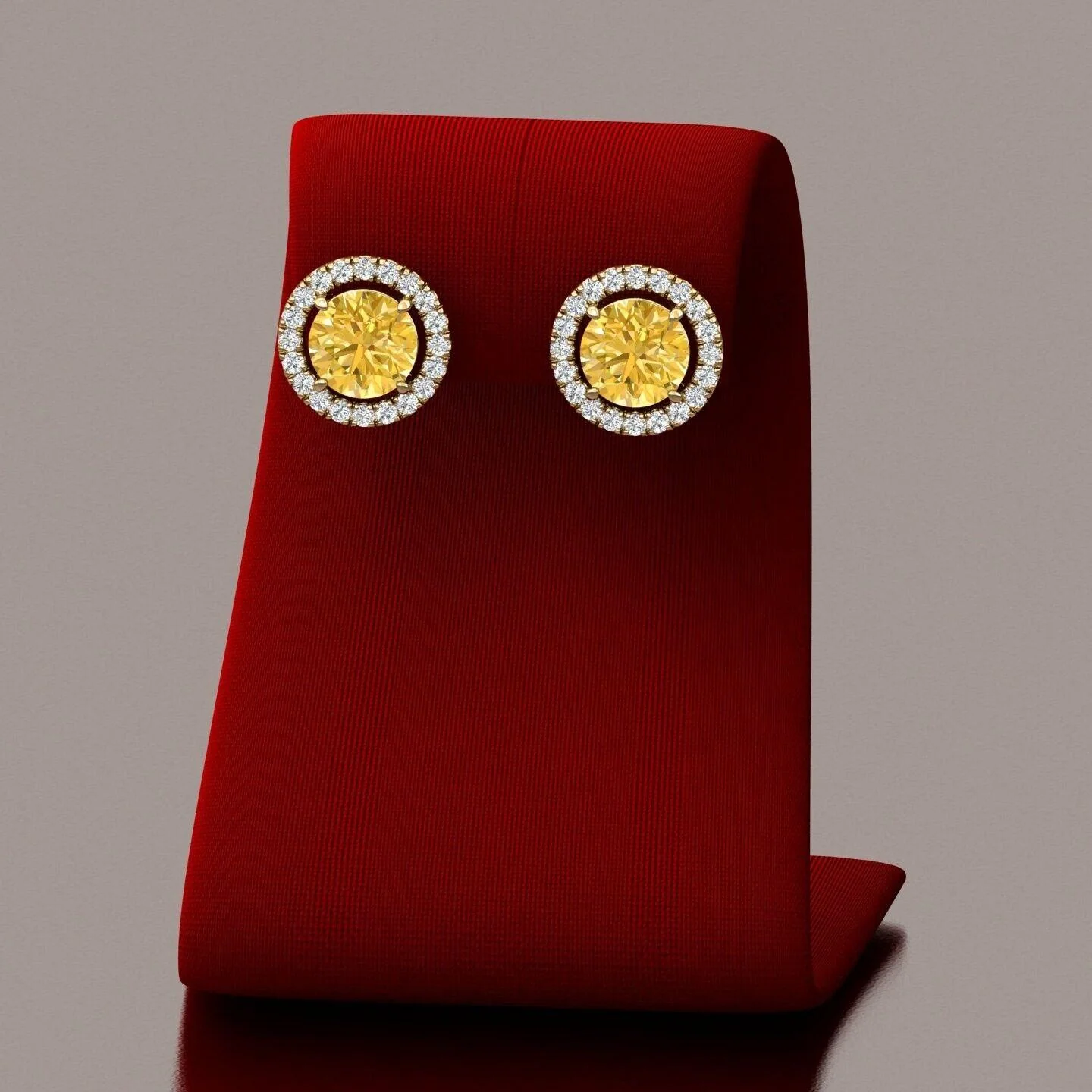 IGI Certified 2.60 Ct Fancy Vivid Yellow Round Diamond Halo Earring In 18k Yellow Gold - Image 5