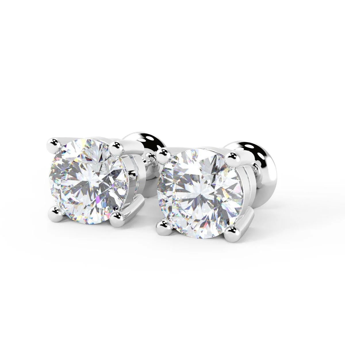 IGI Certified D-F/VS 1.60Ct-6.00Ct Round Diamond Stud Earrings in Platinum & 18k Gold - Image 3