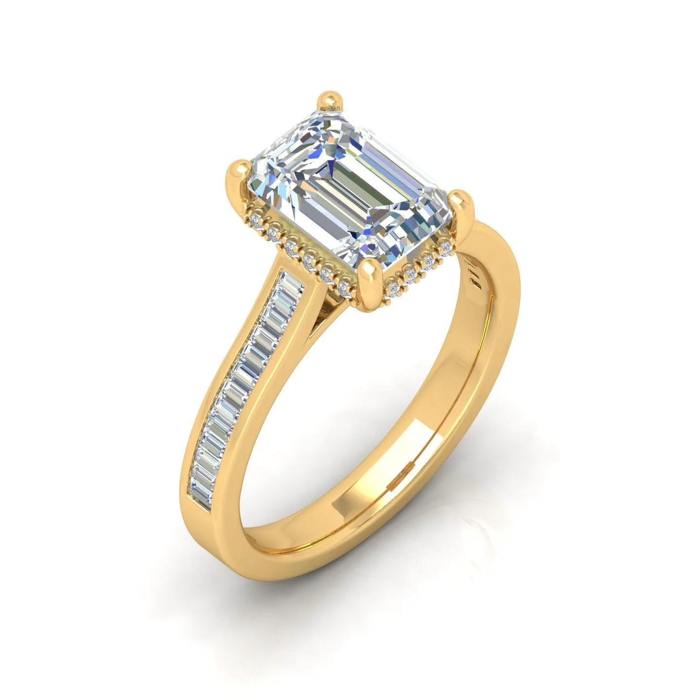 IGI Certified 4.00Ct F/VS Radiant Cut Diamond Hidden Halo Women's Engagement Ring - Image 3