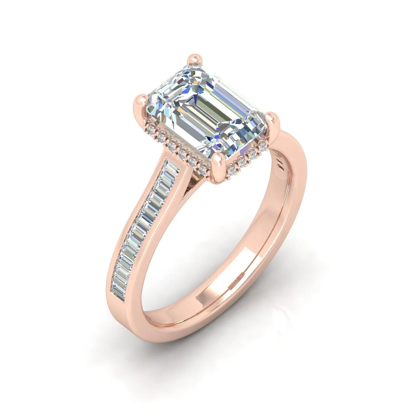 IGI Certified 4.00Ct F/VS Radiant Cut Diamond Hidden Halo Women's Engagement Ring - Image 4