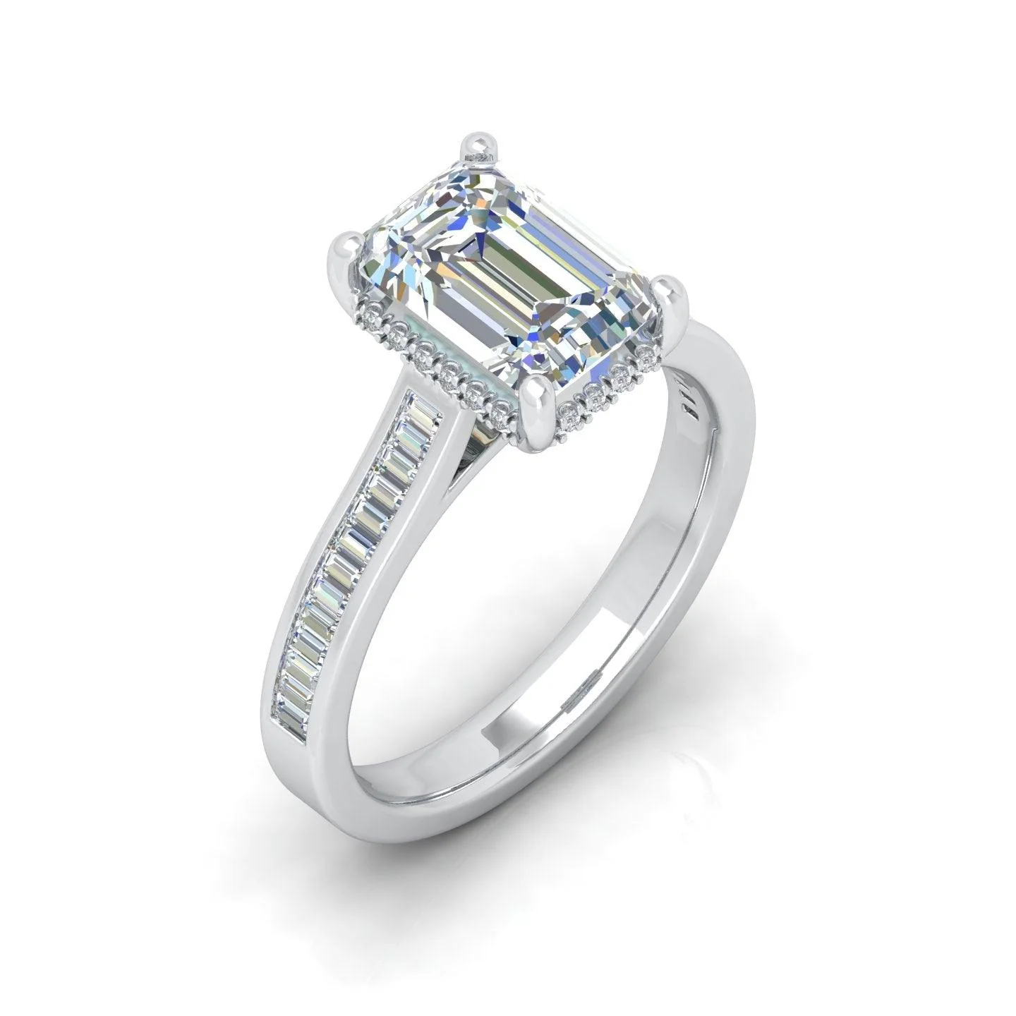 IGI Certified 4.00Ct F/VS Radiant Cut Diamond Hidden Halo Women's Engagement Ring - Image 7