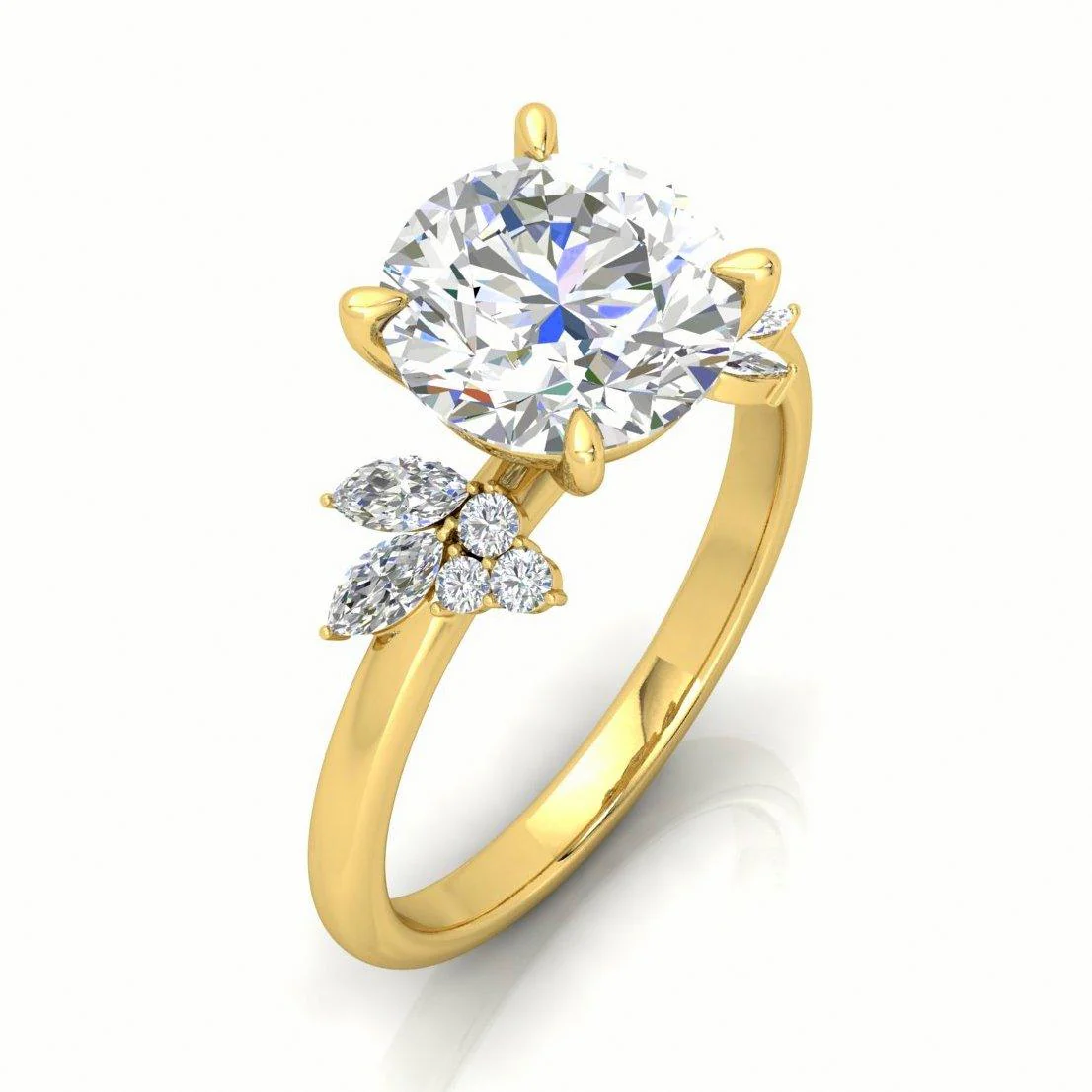 Clearance - IGI Certified 6.00ct - 7.00ct Lab Grown Round Diamond Trilogy Engagement Ring in 18k Yellow Gold - Image 2