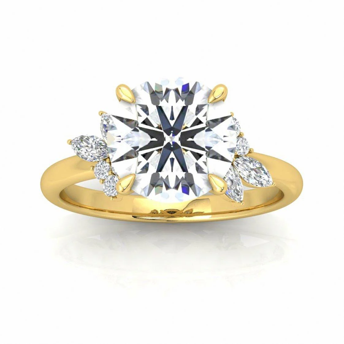 Clearance - IGI Certified 6.00ct - 7.00ct Lab Grown Round Diamond Trilogy Engagement Ring in 18k Yellow Gold - Image 3