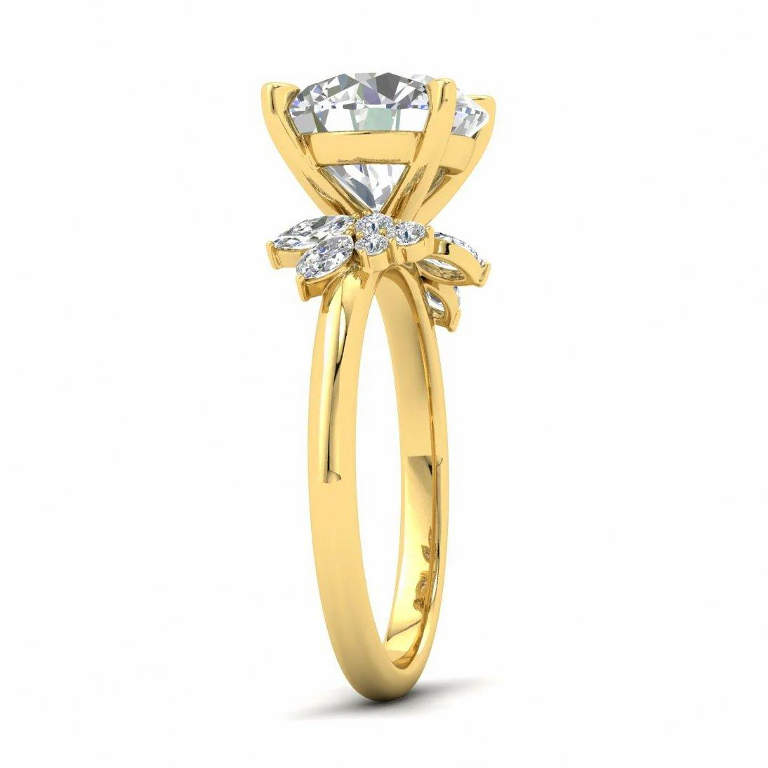 Clearance - IGI Certified 6.00ct - 7.00ct Lab Grown Round Diamond Trilogy Engagement Ring in 18k Yellow Gold - Image 4