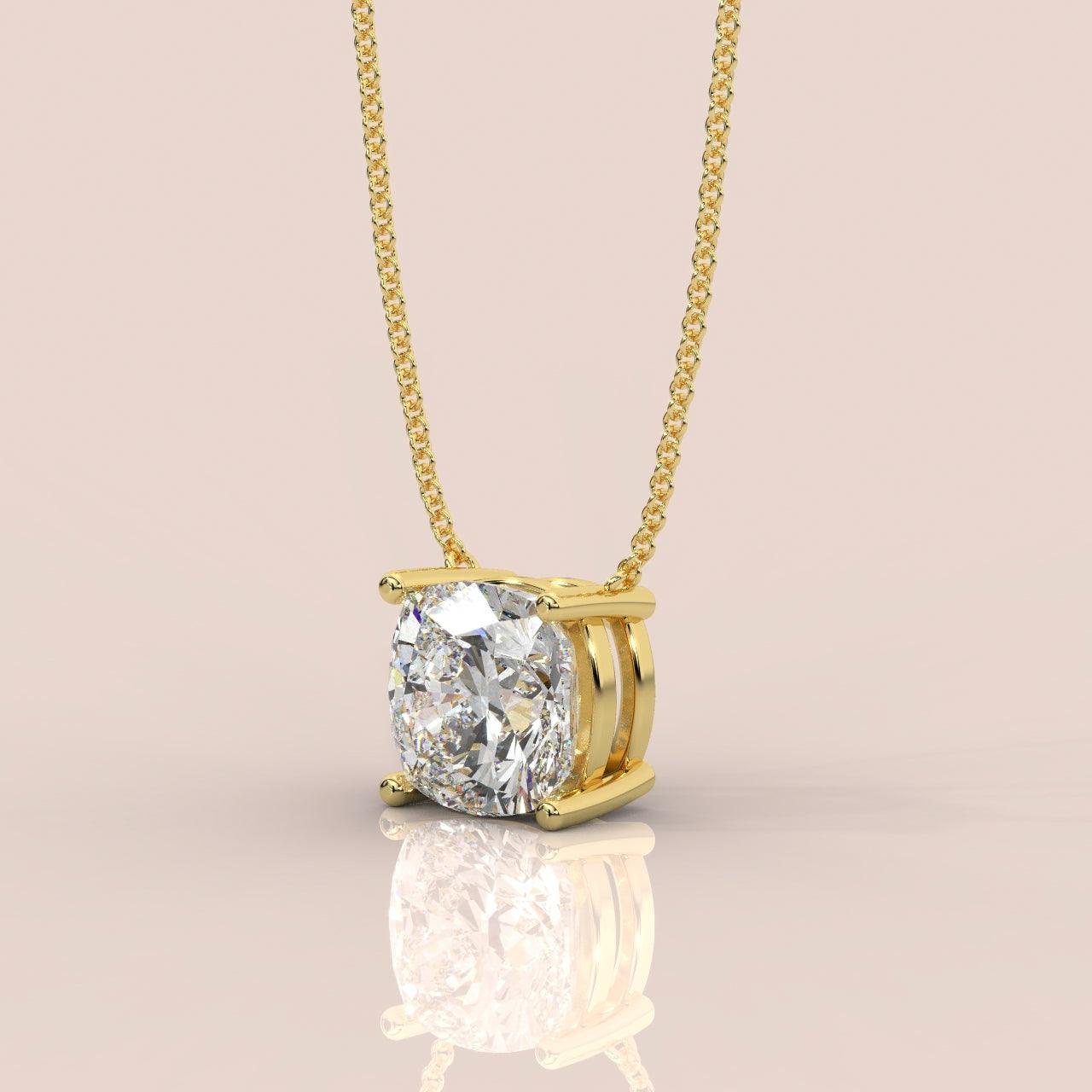 IGI Certified Cushion Diamond Solitaire Pendant Necklace for Women in 18k Gold 1.00Ct - Image 2