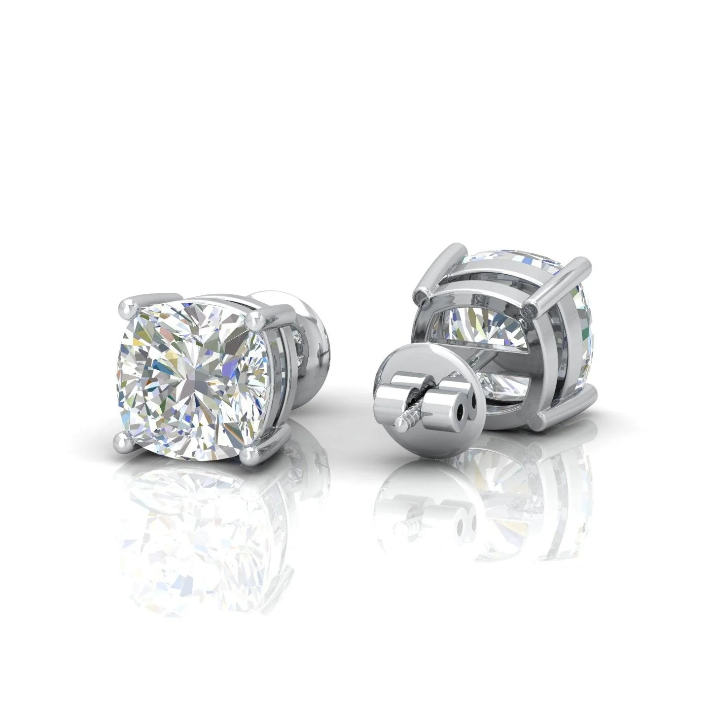 IGI Certified D-E/VS 2.00Ct Cushion Lab Diamond Stud Earrings In Platinum - Image 10