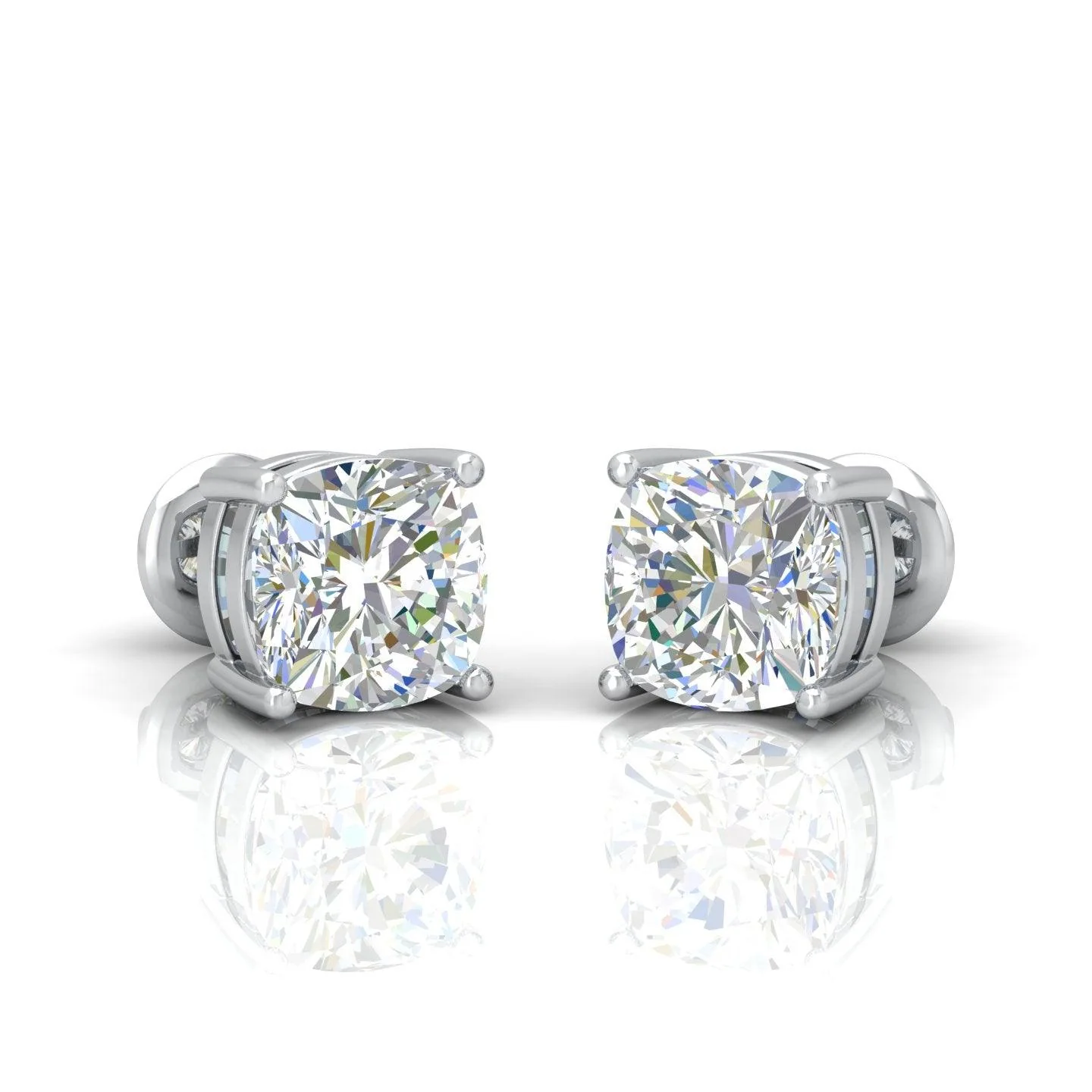 IGI Certified D-E/VS 2.00Ct Cushion Lab Diamond Stud Earrings In Platinum - Image 9