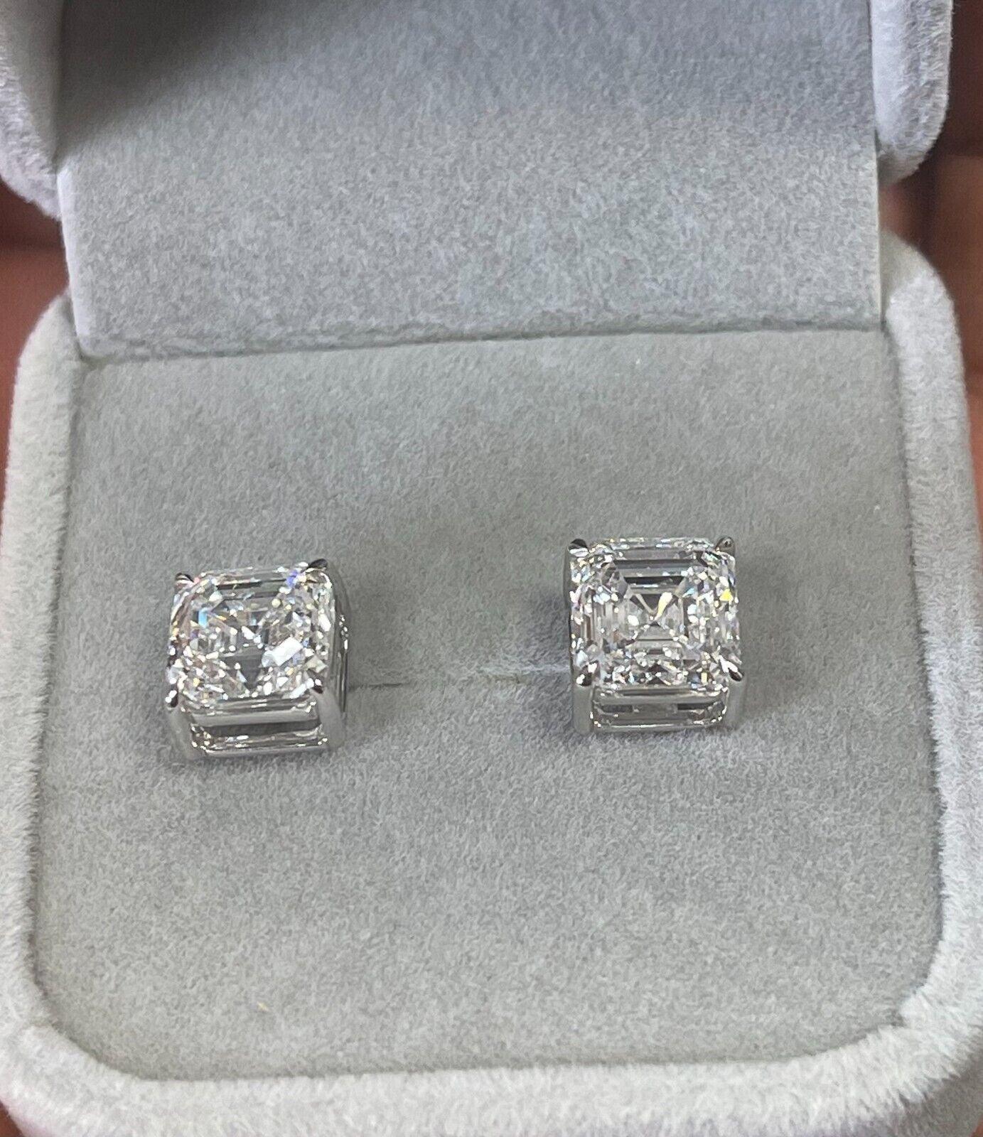 IGI Certified E/VS 6.00Ct Asscher Diamond Stud Earrings in 18k White Gold - Image 3