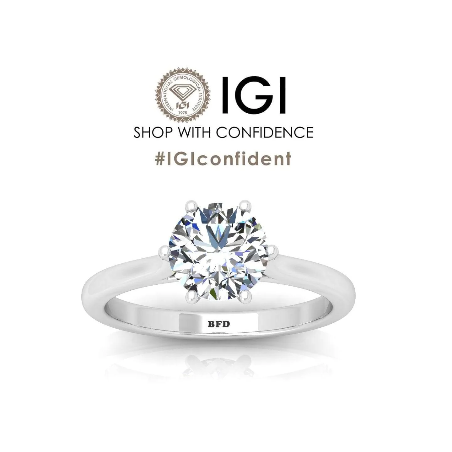 IGI Certified E/VS Classic Round Diamond Solitaire Engagement Ring - amadadiamonds